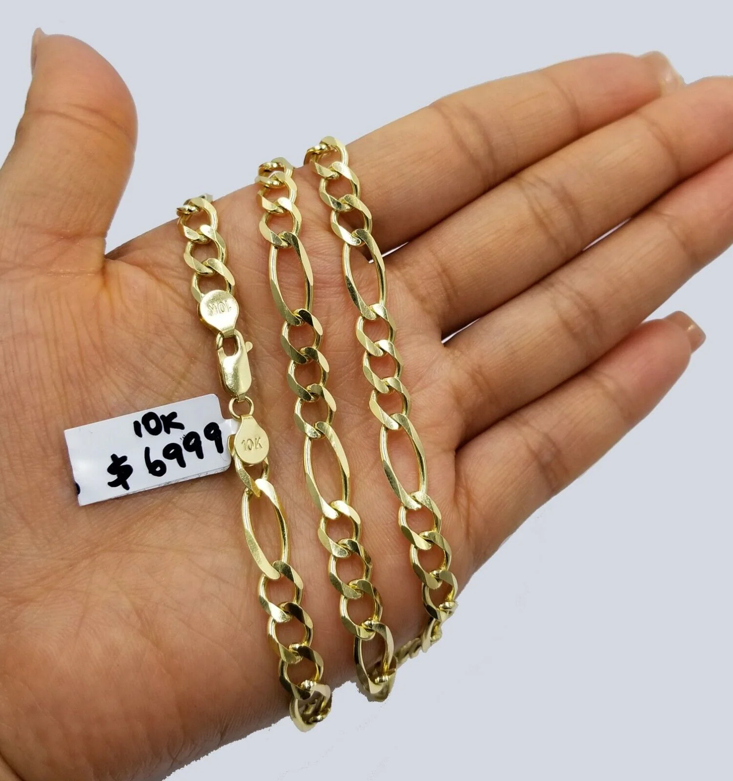 Solid 10k Yellow Gold Figaro Link Chain 7mm 22" Heavy Necklace Men Women REAL - Image 3