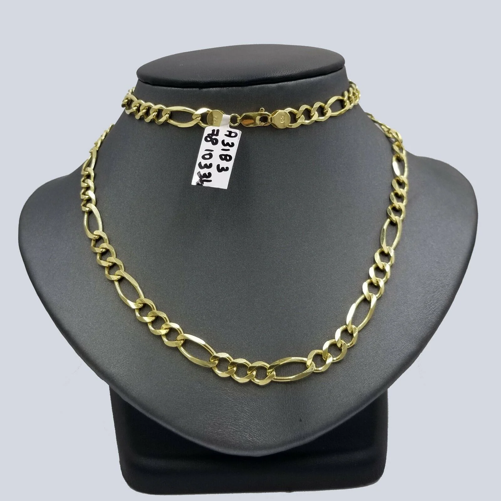 Solid 10k Yellow Gold Figaro Link Chain 7mm 22" Heavy Necklace Men Women REAL - Image 4
