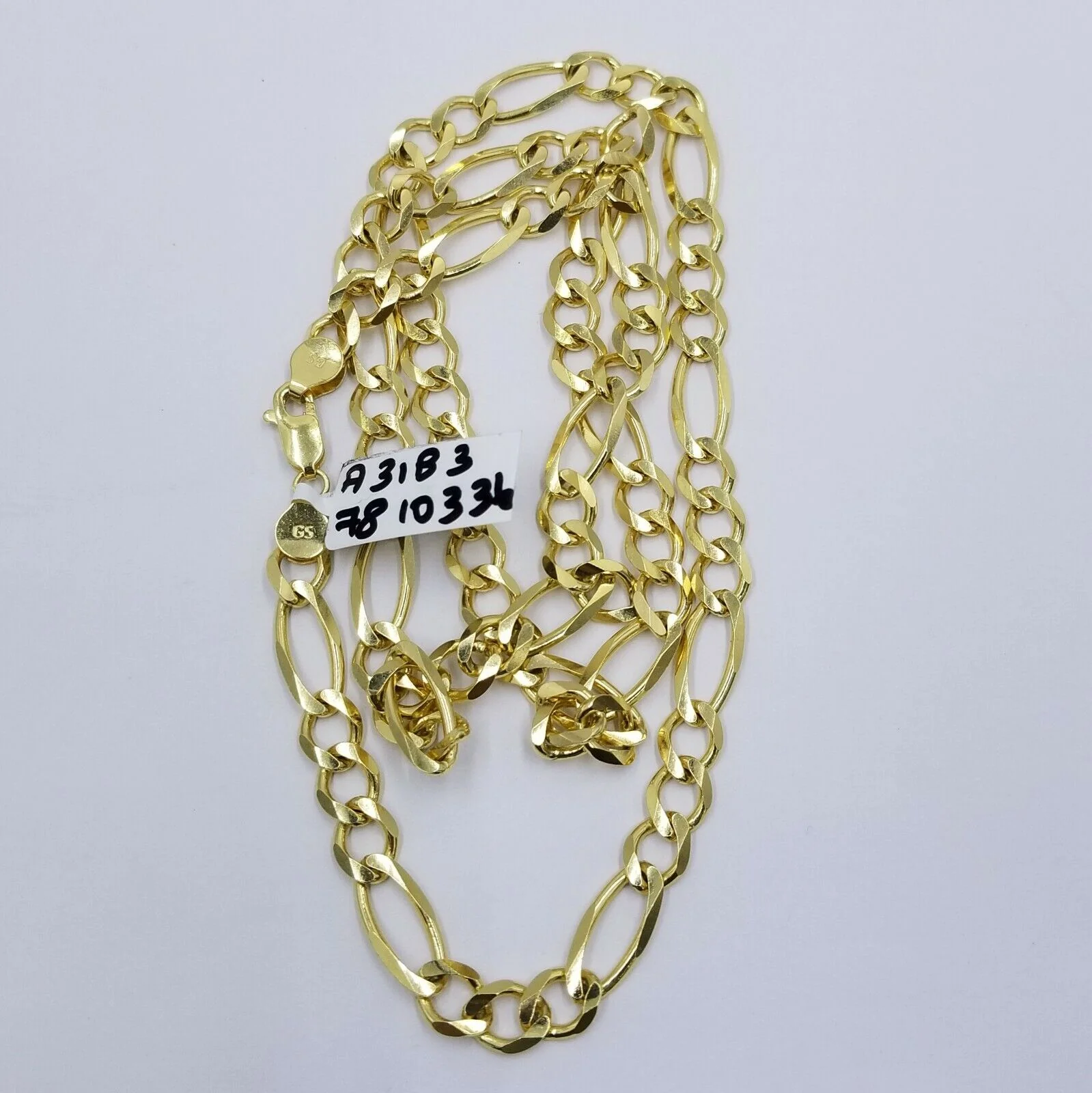 Solid 10k Yellow Gold Figaro Link Chain 7mm 22" Heavy Necklace Men Women REAL - Image 6