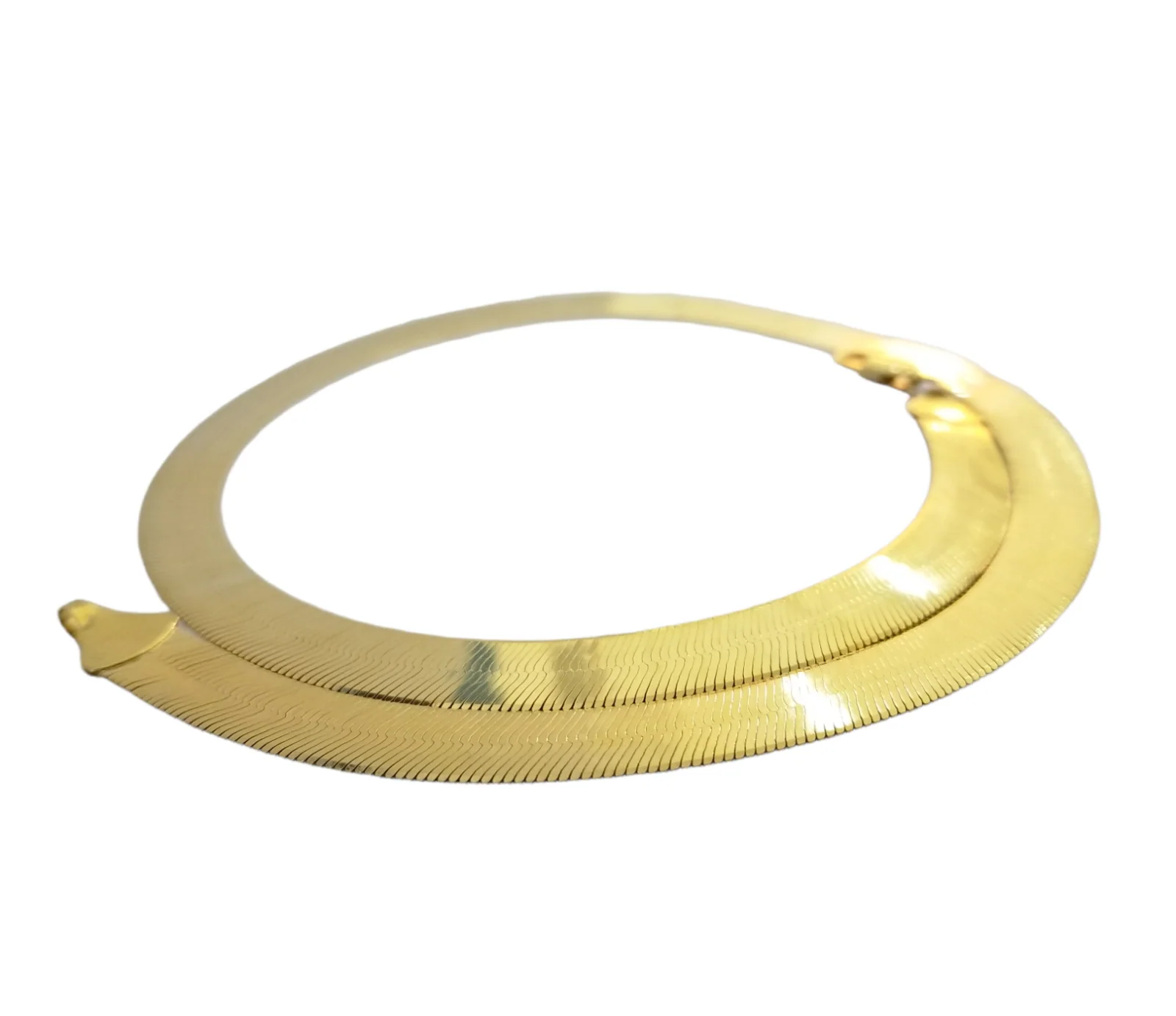 Solid 10k Yellow Gold Herring Bone Chain Necklace 9mm 20" Inch Lobster lock REAL - Image 2