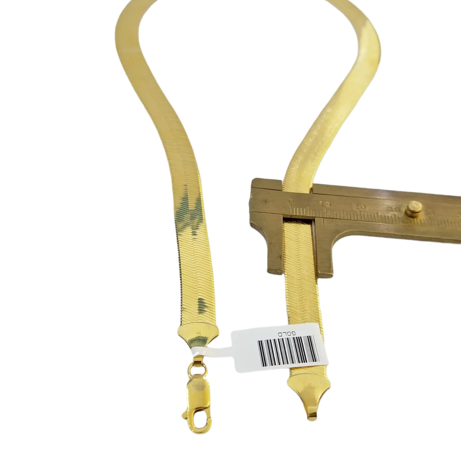 Solid 10k Yellow Gold Herring Bone Chain Necklace 9mm 22" Inch Lobster lock REAL - Image 3