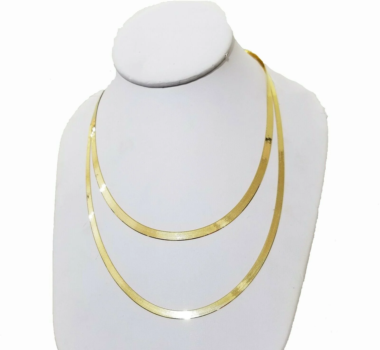 Solid 10k Yellow Gold Herringbone Necklace 18"-24" Inch 3mm 4mm REAL 10kt Chain - Image 4