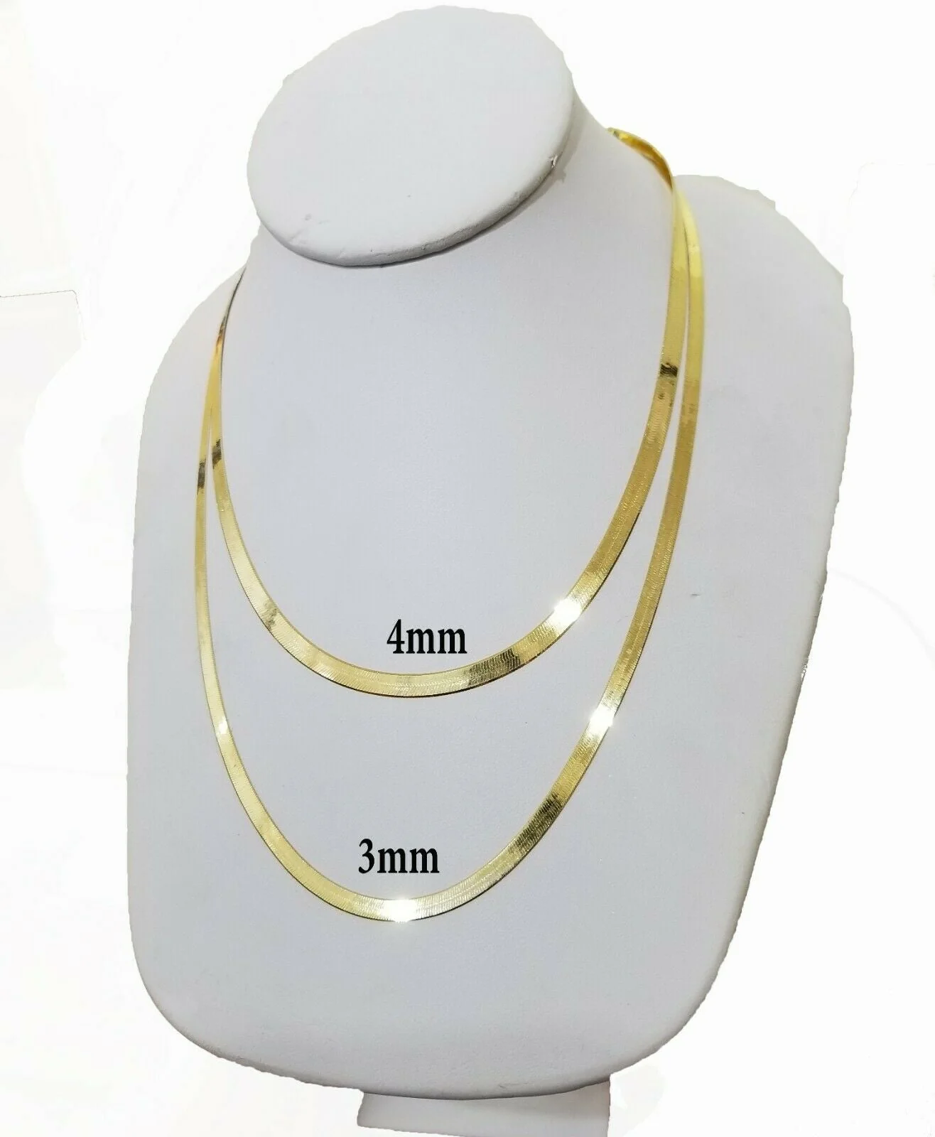 Solid 10k Yellow Gold Herringbone Necklace 18"-24" Inch 3mm 4mm REAL 10kt Chain - Image 5