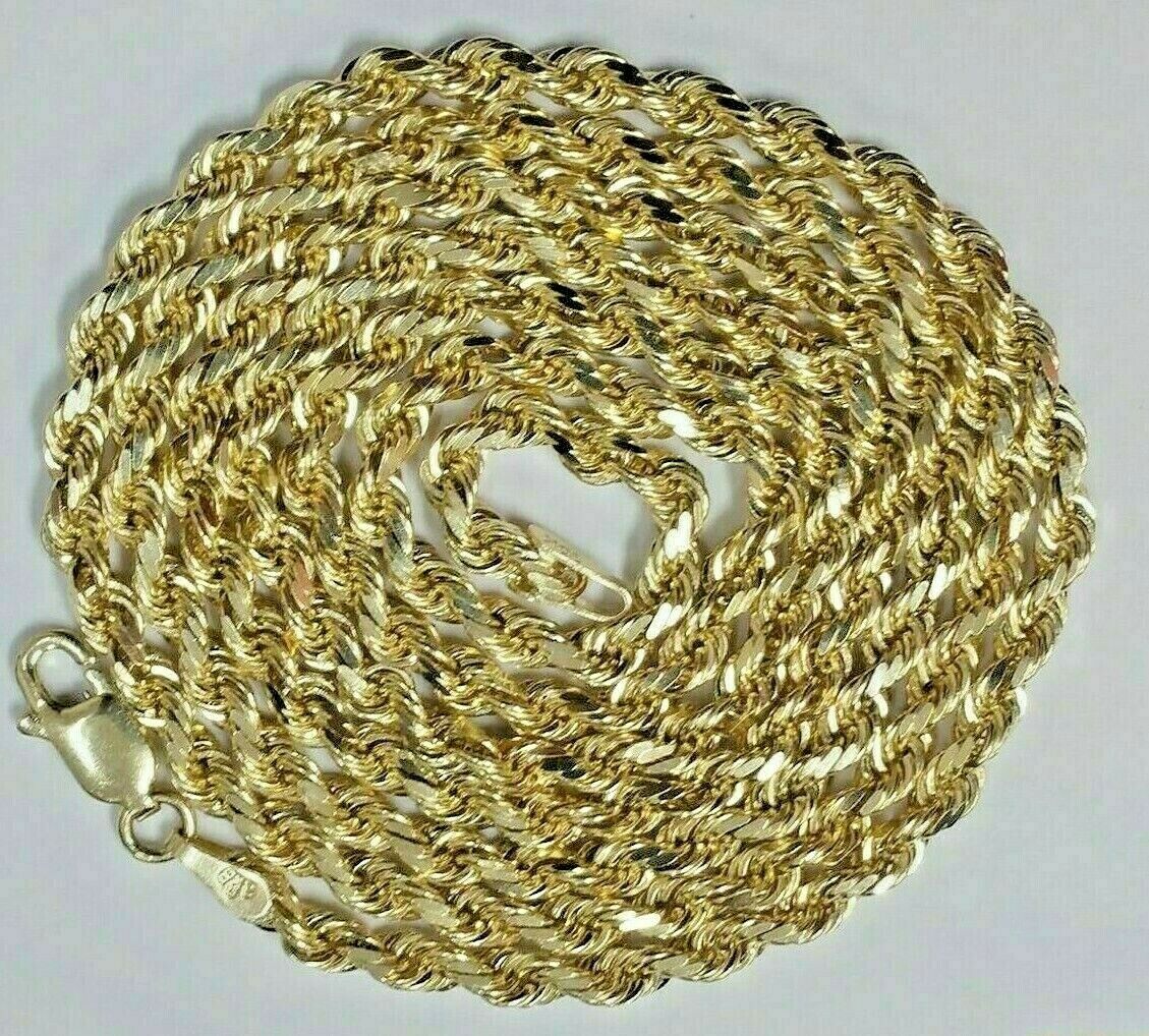 Solid 10K Yellow Gold Necklace 3mm 18"-26 Chain Diamond Cuts Real 10 KT Strong - Image 5