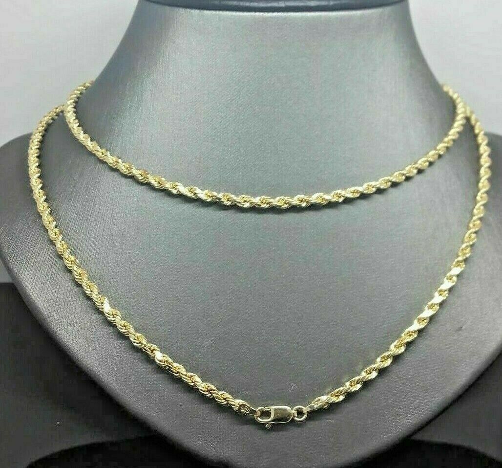 Solid 10K Yellow Gold Necklace 3mm 18"-26 Chain Diamond Cuts Real 10 KT Strong - Image 6