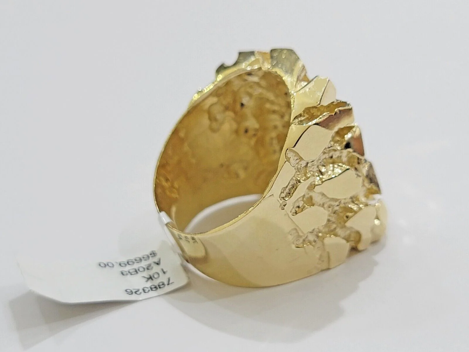 Solid 10k Yellow Gold Nugget Ring Casual Men's Band Square Shape, Solid - Image 4