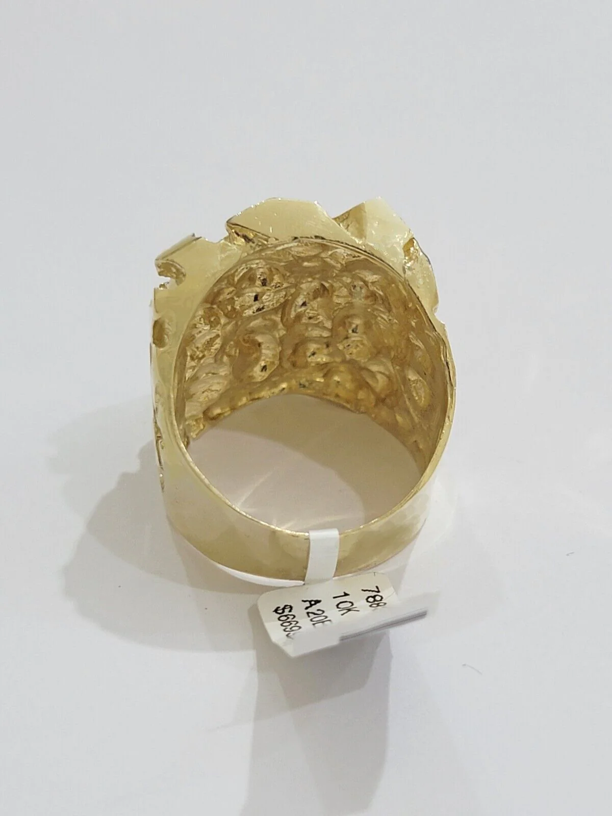 Solid 10k Yellow Gold Nugget Ring Casual Men's Band Square Shape, Solid - Image 6