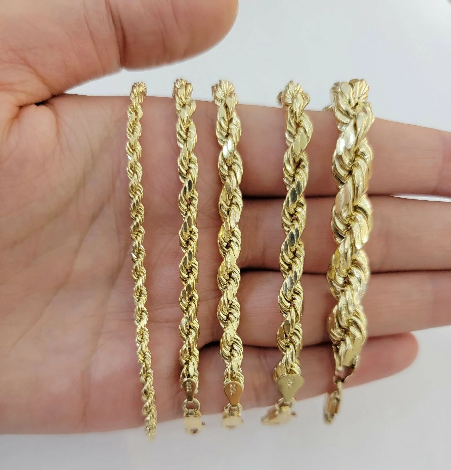 Solid 10k Yellow Gold Rope bracelet 7" 7.5" 8" 8.5" 9" Men Women 3mm- 9mm REAL - Image 18