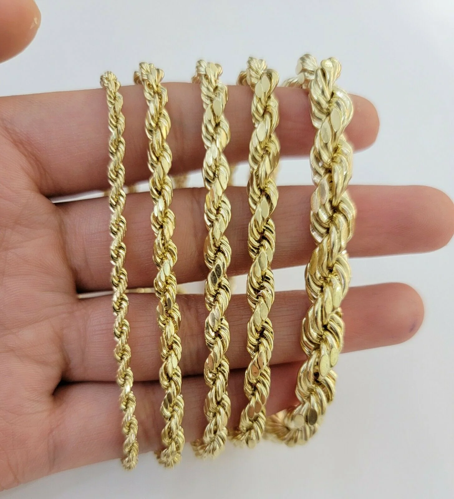 Solid 10k Yellow Gold Rope bracelet 7" 7.5" 8" 8.5" 9" Men Women 3mm- 9mm REAL - Image 4