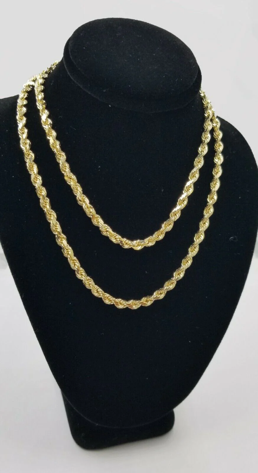 SOLID 10k Yellow Gold Rope Chain Diamond Cut 4mm 18" Ladies Brand new Chain Real - Image 6