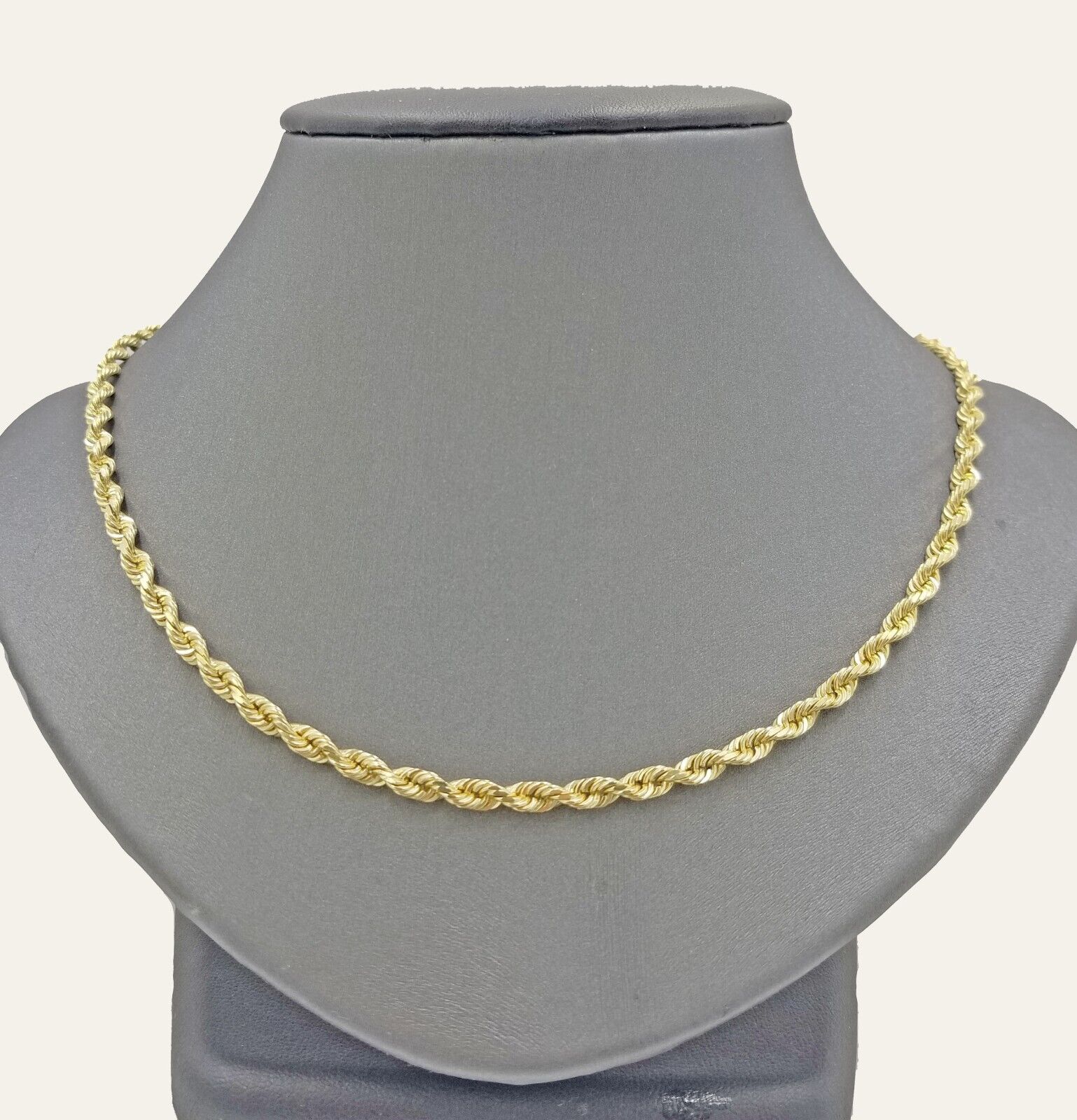 Solid 10k Yellow Gold Rope Chain Necklace 24" inch 3.5 mm Diamond cuts Real 10kt - Image 3