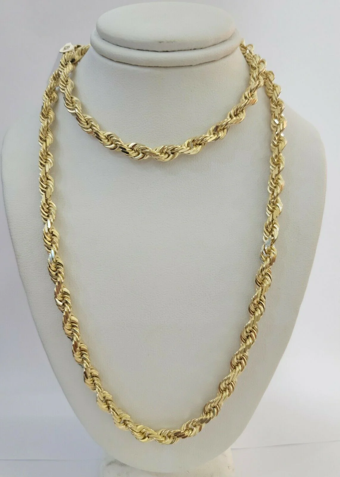 Solid 10k Yellow Gold Rope Chain Pendant Necklace 4mm-10mm Diamond Cut 18"-30" - Image 16