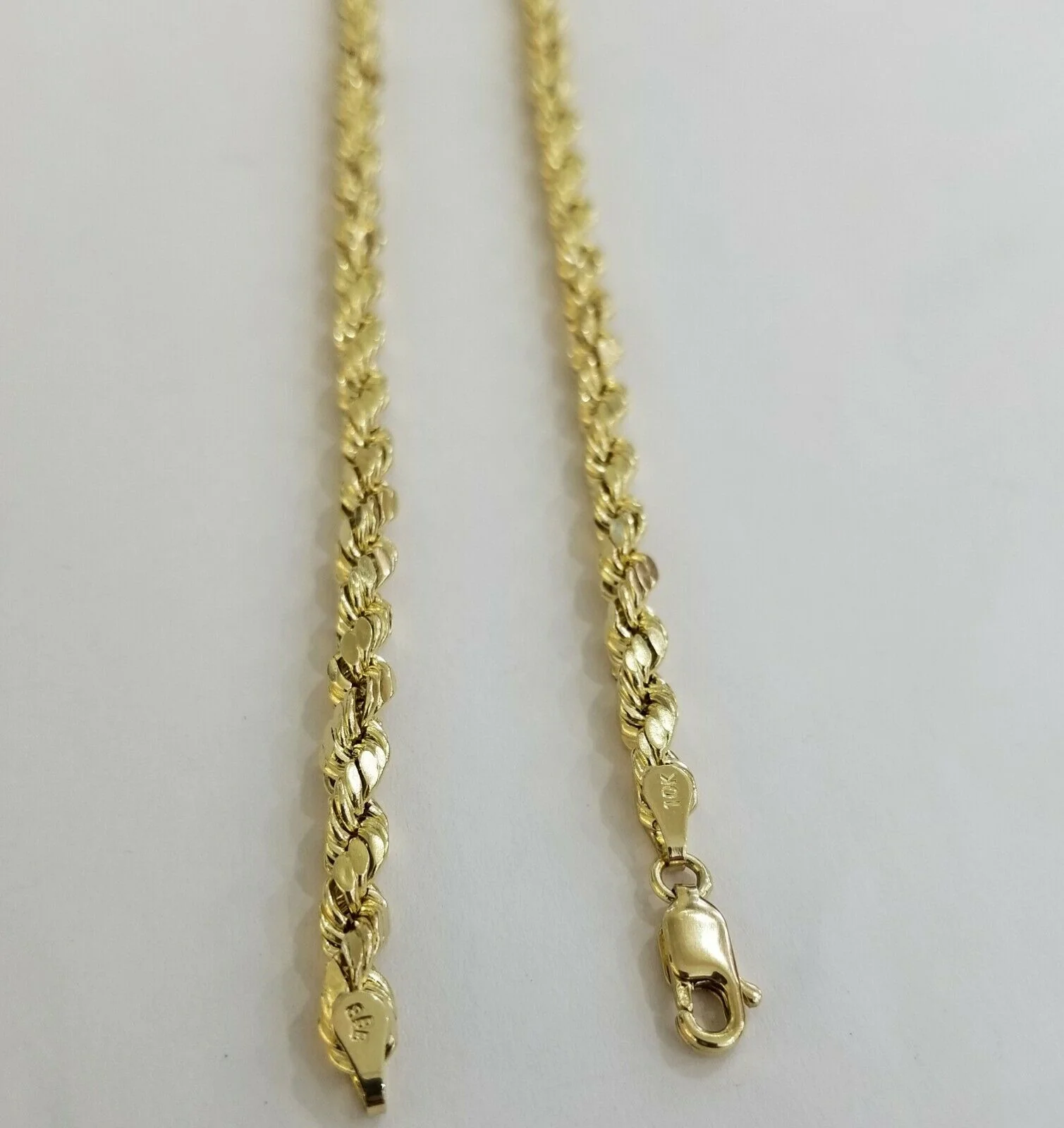 Solid 10k Yellow Gold Rope Chain Pendant Necklace 4mm-10mm Diamond Cut 18"-30" - Image 2