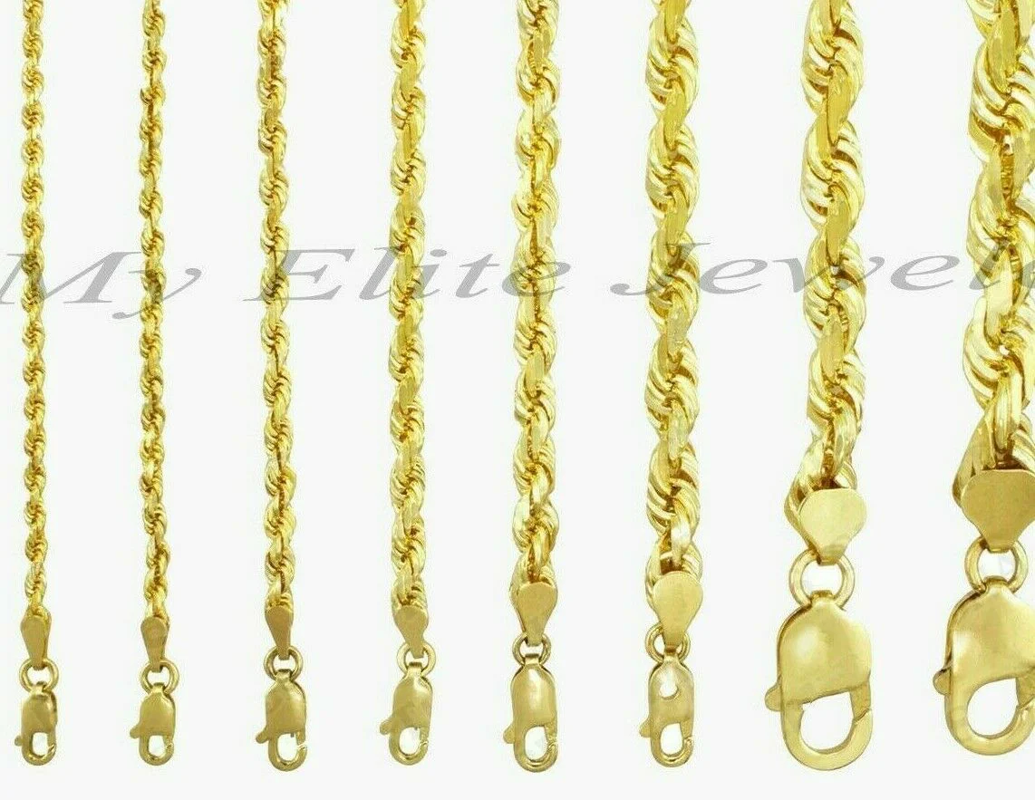 SOLID 10k Yellow Gold Rope Necklace 2 3mm 4mm 18"-30 Inch REAL 10 kt gold Chain - Image 11