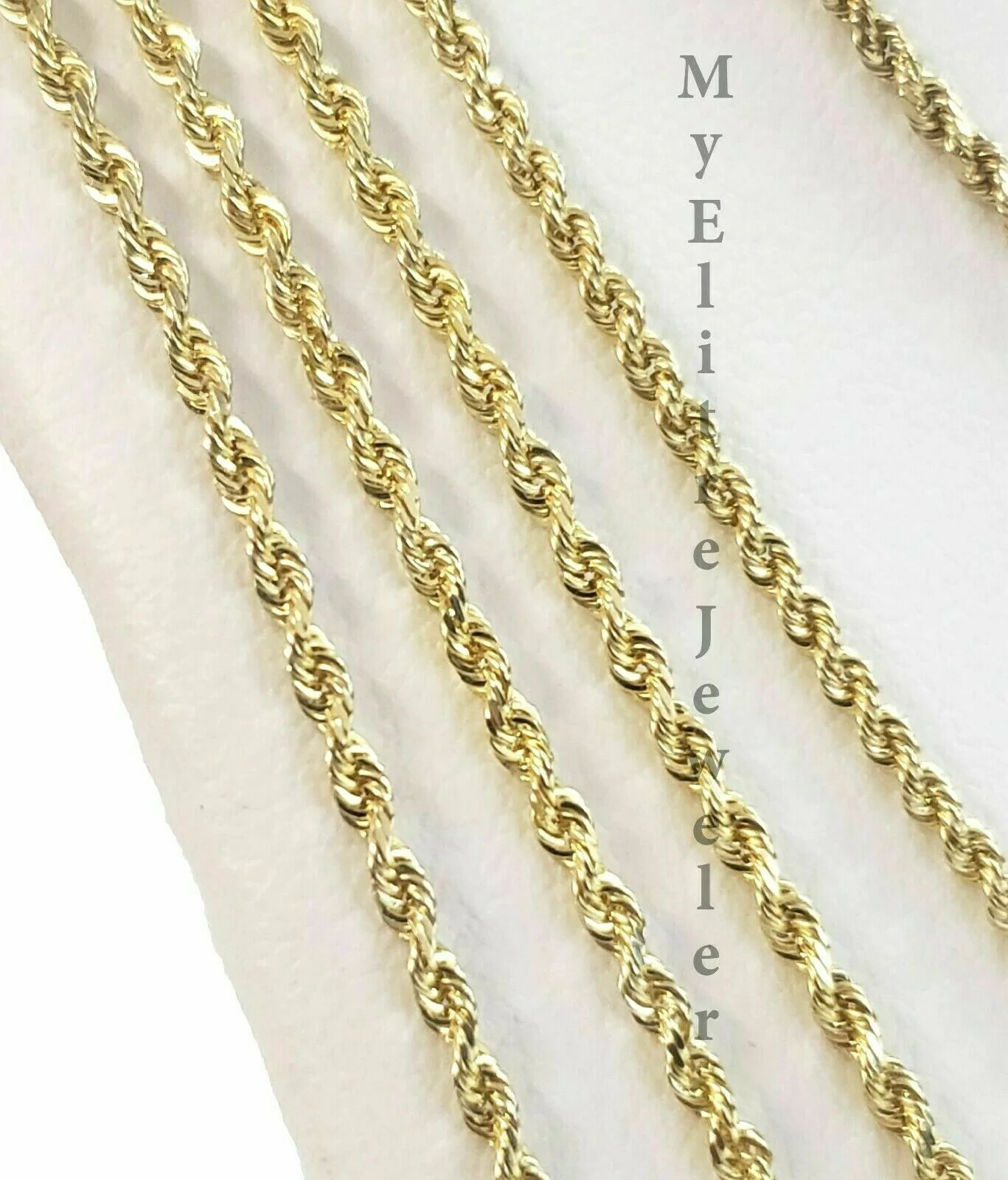 SOLID 10k Yellow Gold Rope Necklace 2 3mm 4mm 18"-30 Inch REAL 10 kt gold Chain - Image 14