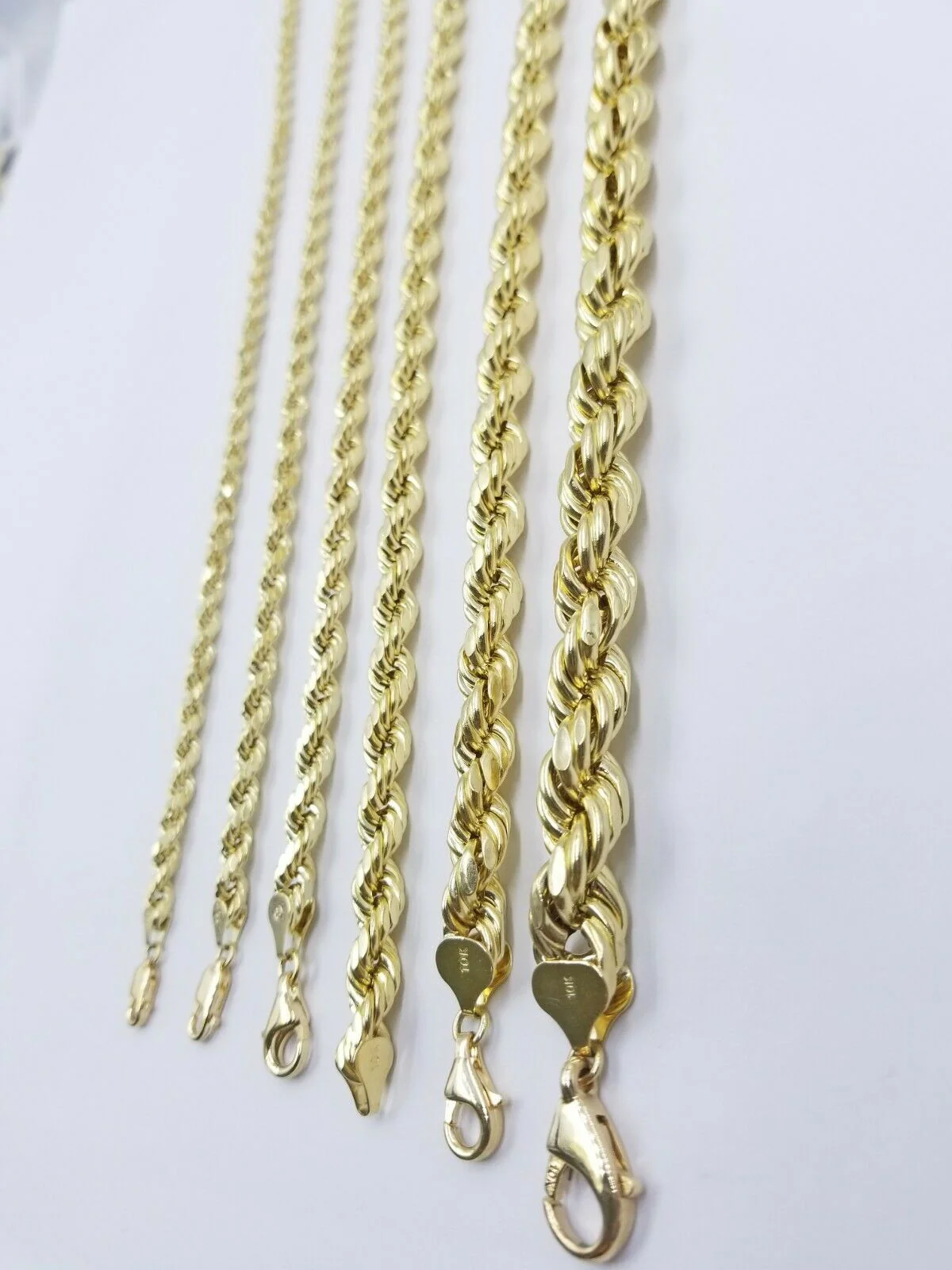 SOLID 10k Yellow Gold Rope Necklace 2 3mm 4mm 18"-30 Inch REAL 10 kt gold Chain - Image 7