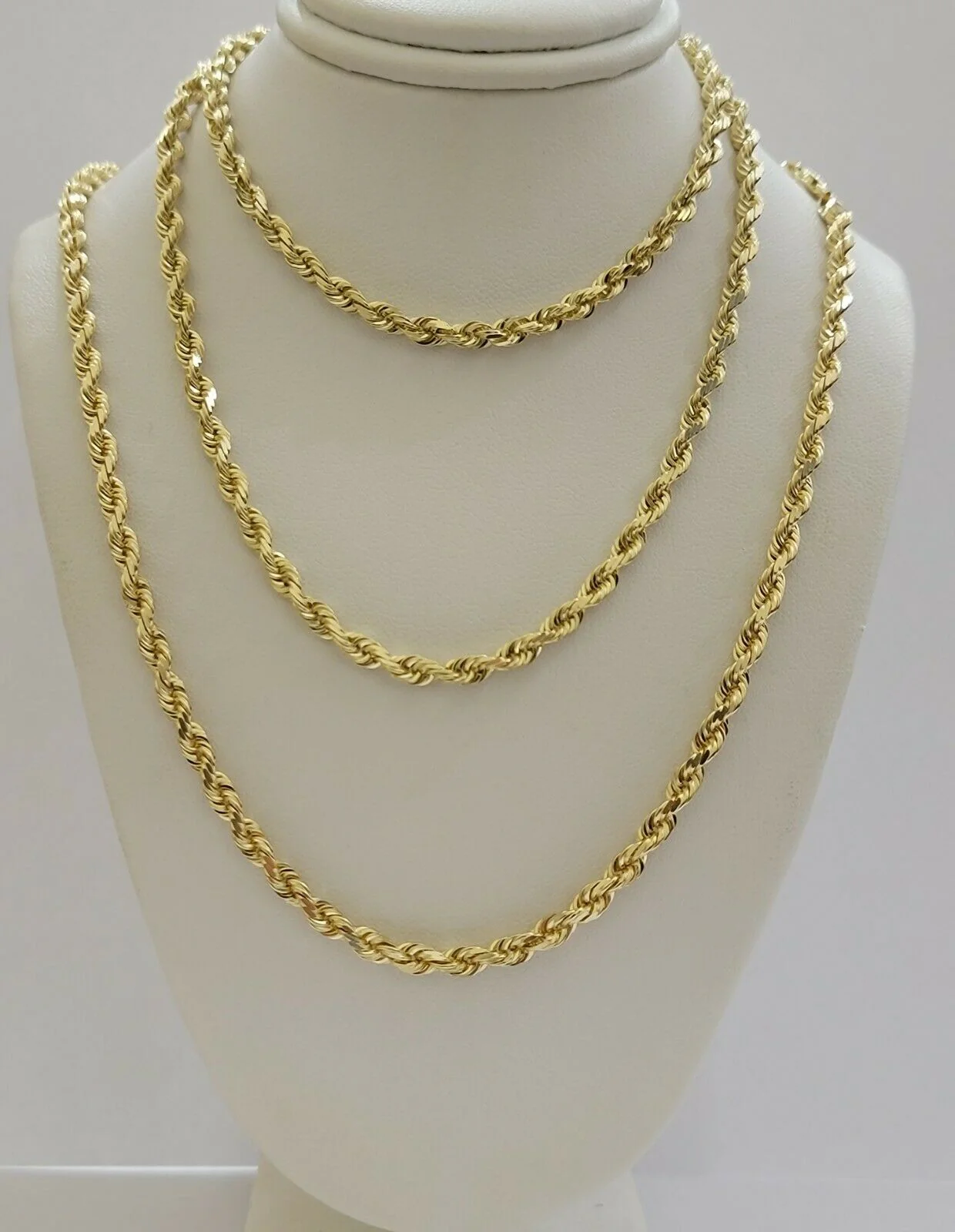 SOLID 10k Yellow Gold Rope Necklace Chain 4mm 18"-30 Inch REAL 10KT Gold - Image 10
