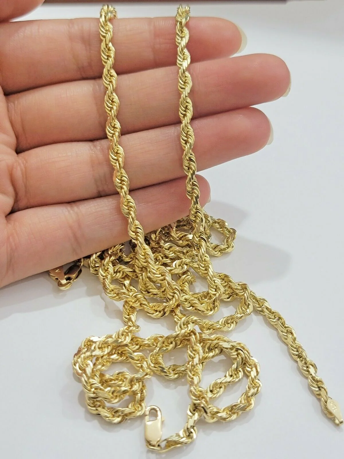 SOLID 10k Yellow Gold Rope Necklace Chain 4mm 18"-30 Inch REAL 10KT Gold - Image 3