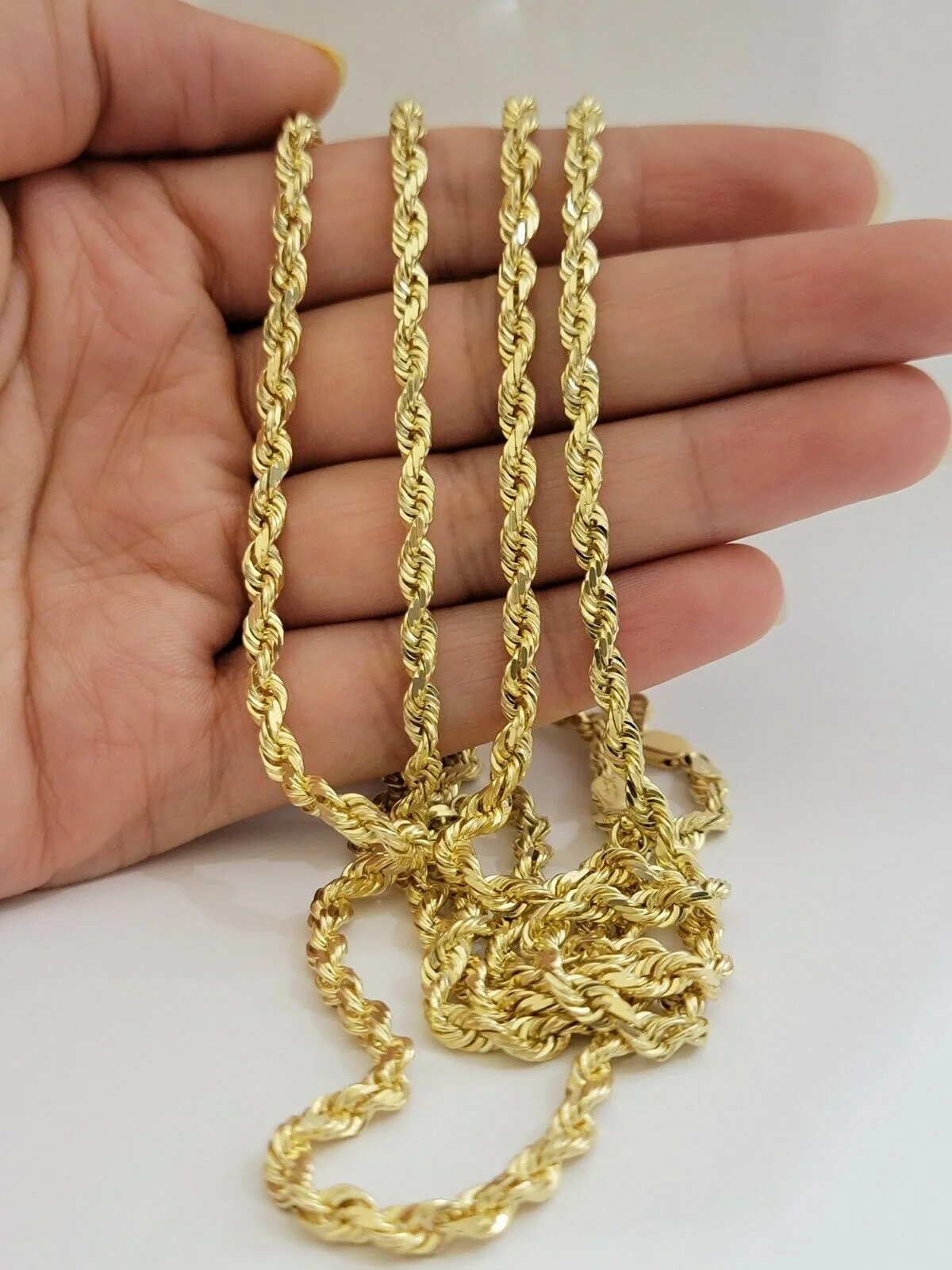 SOLID 10k Yellow Gold Rope Necklace Chain 4mm 18"-30 Inch REAL 10KT Gold - Image 7