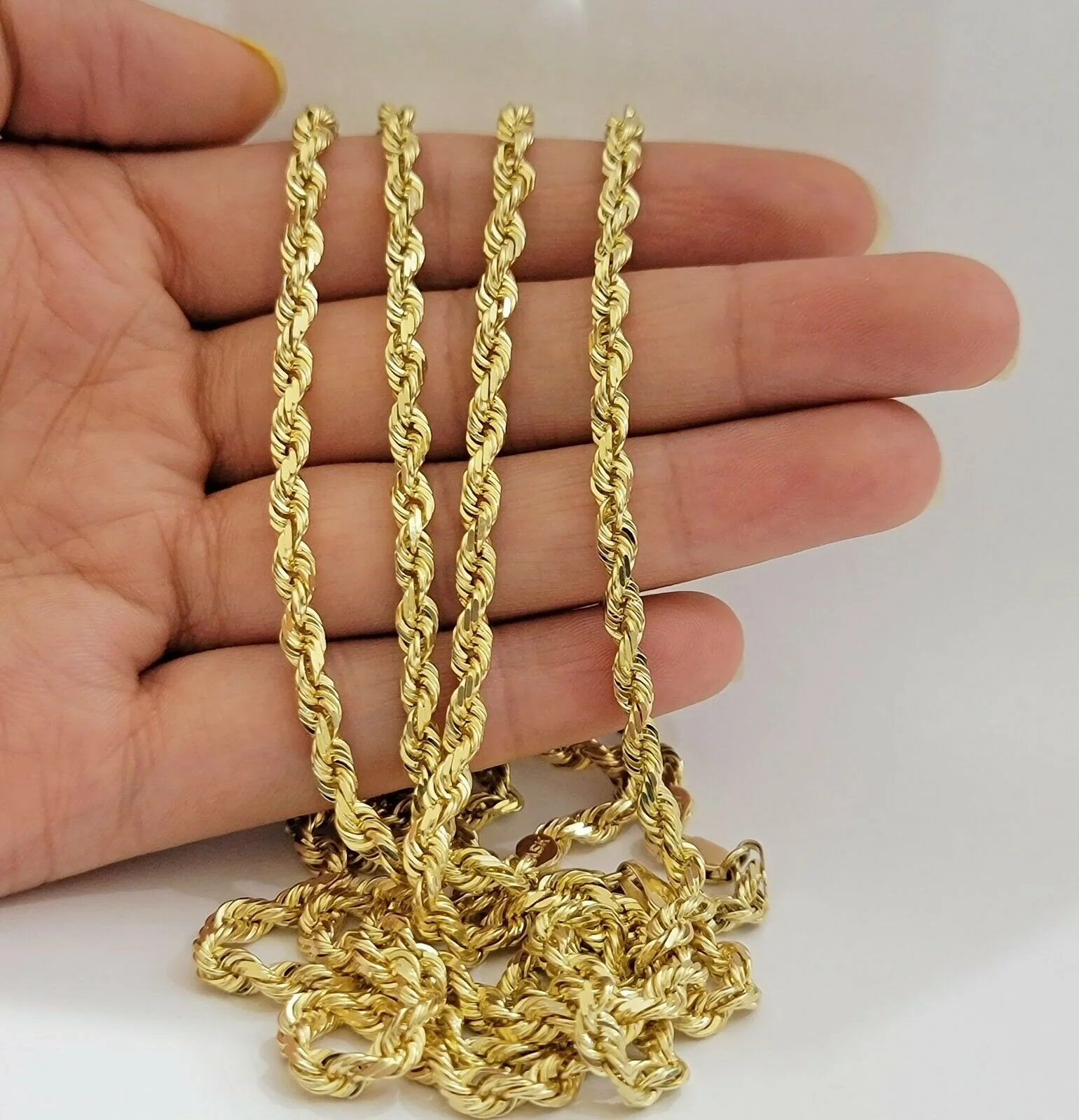 SOLID 10k Yellow Gold Rope Necklace Chain 4mm 18"-30 Inch REAL 10KT Gold - Image 8