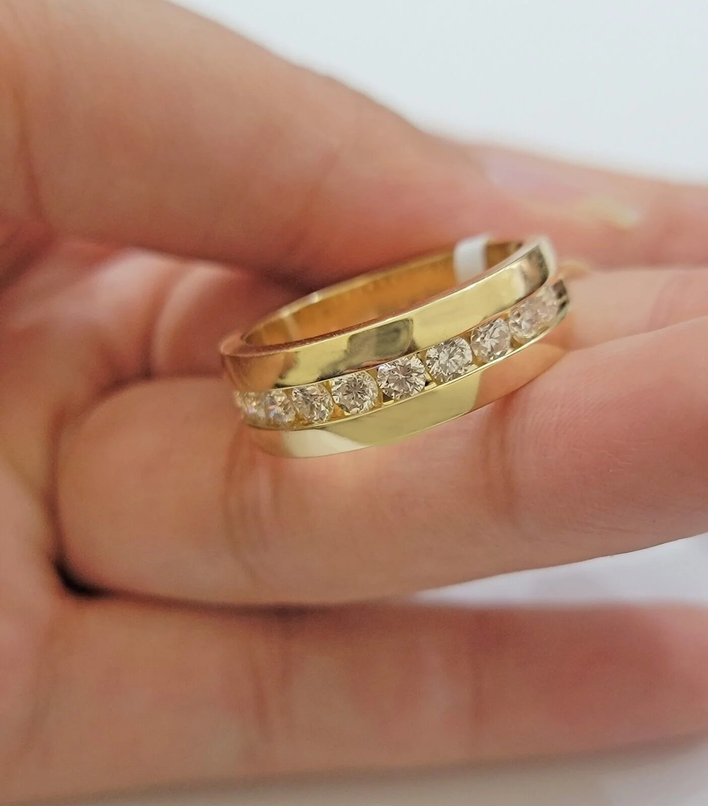 Solid 14k Gold 1CT Diamond Mens Band Wedding Engagement Ring REAL 14kt Yellow Gd - Image 3