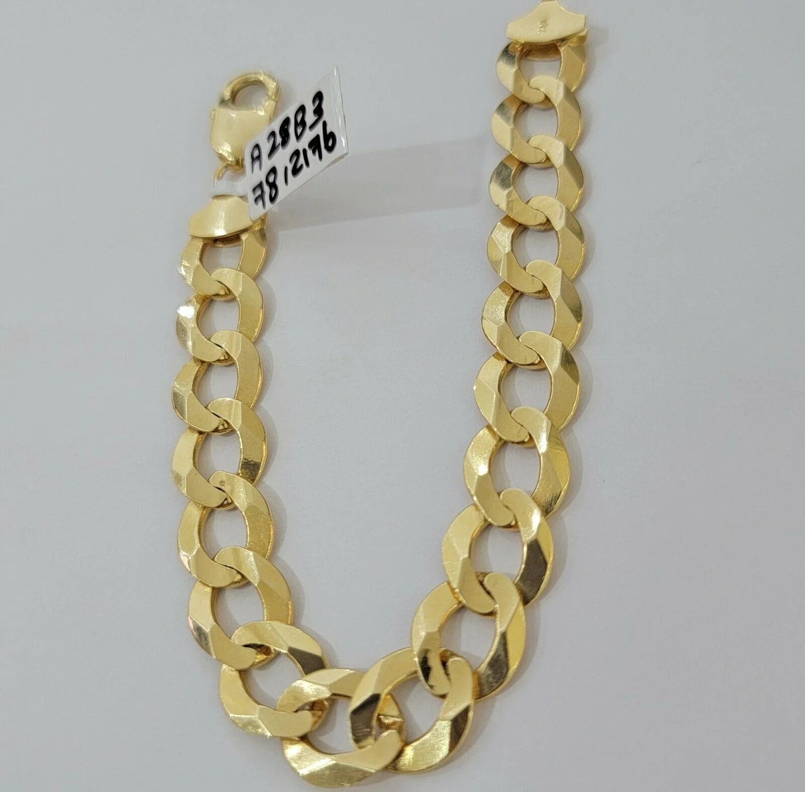 Solid 14k Gold Cuban Curb link Bracelet 8" 13.5mm 14kt Yellow Gold SOLID,Lobster - Image 5