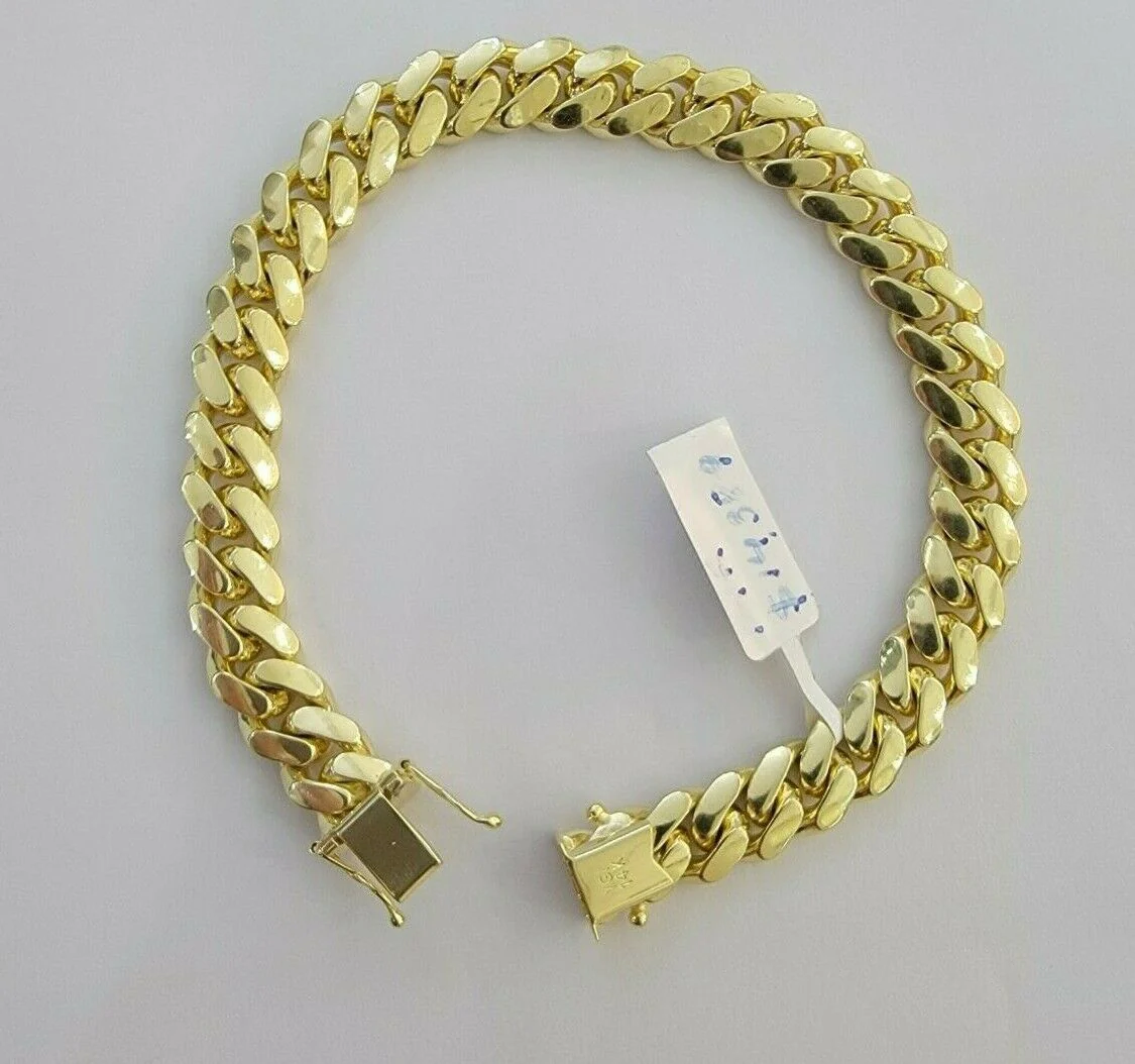 Solid 14k Gold Miami Cuban Link Bracelet 8.5" 9mm 14kt Yellow Gold Real 14kt MEN - Image 5