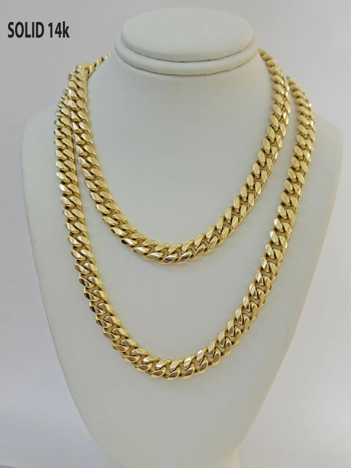 Solid  14k Gold Miami Cuban Link Chain Necklace 7mm 22" Men 14kt  Yellow, SOLID - Image 2