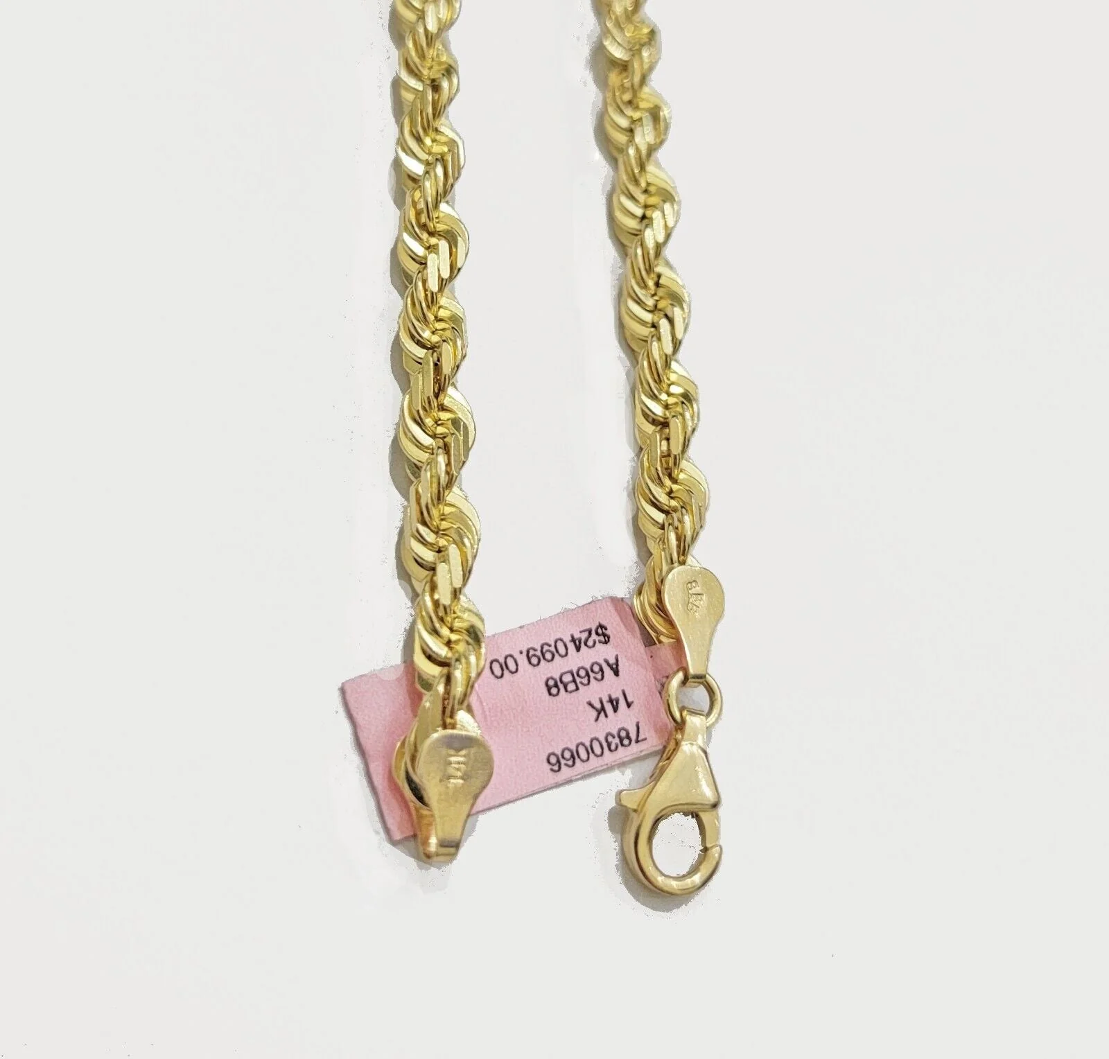 Solid 14k Gold Rope Chain Necklace 20 Inch 6mm Real 14kt Yellow Gold Diamond Cut - Image 6