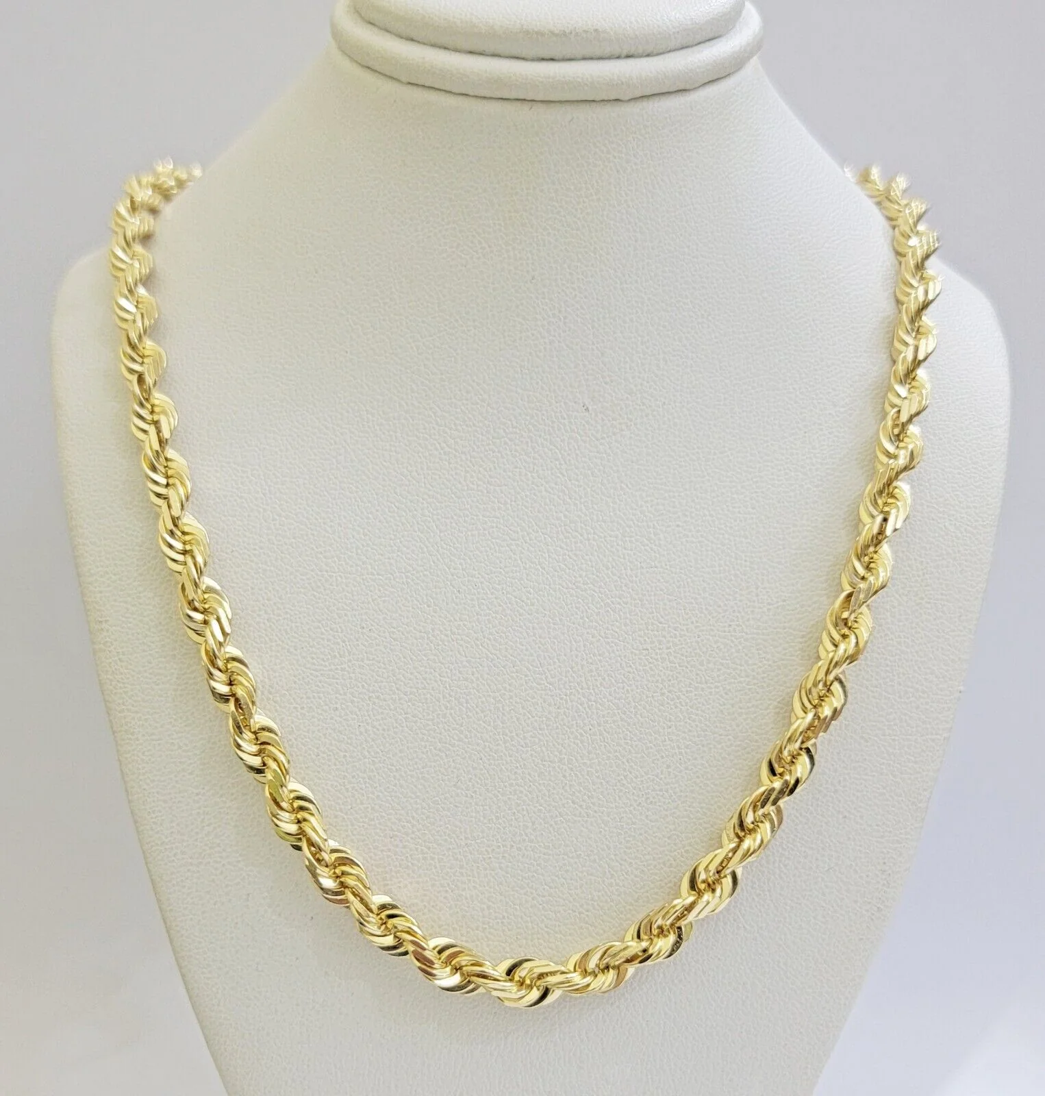 Solid 14k Gold Rope Chain Necklace 26 Inch 6mm Real 14kt Yellow Gold Diamond Cut - Image 6