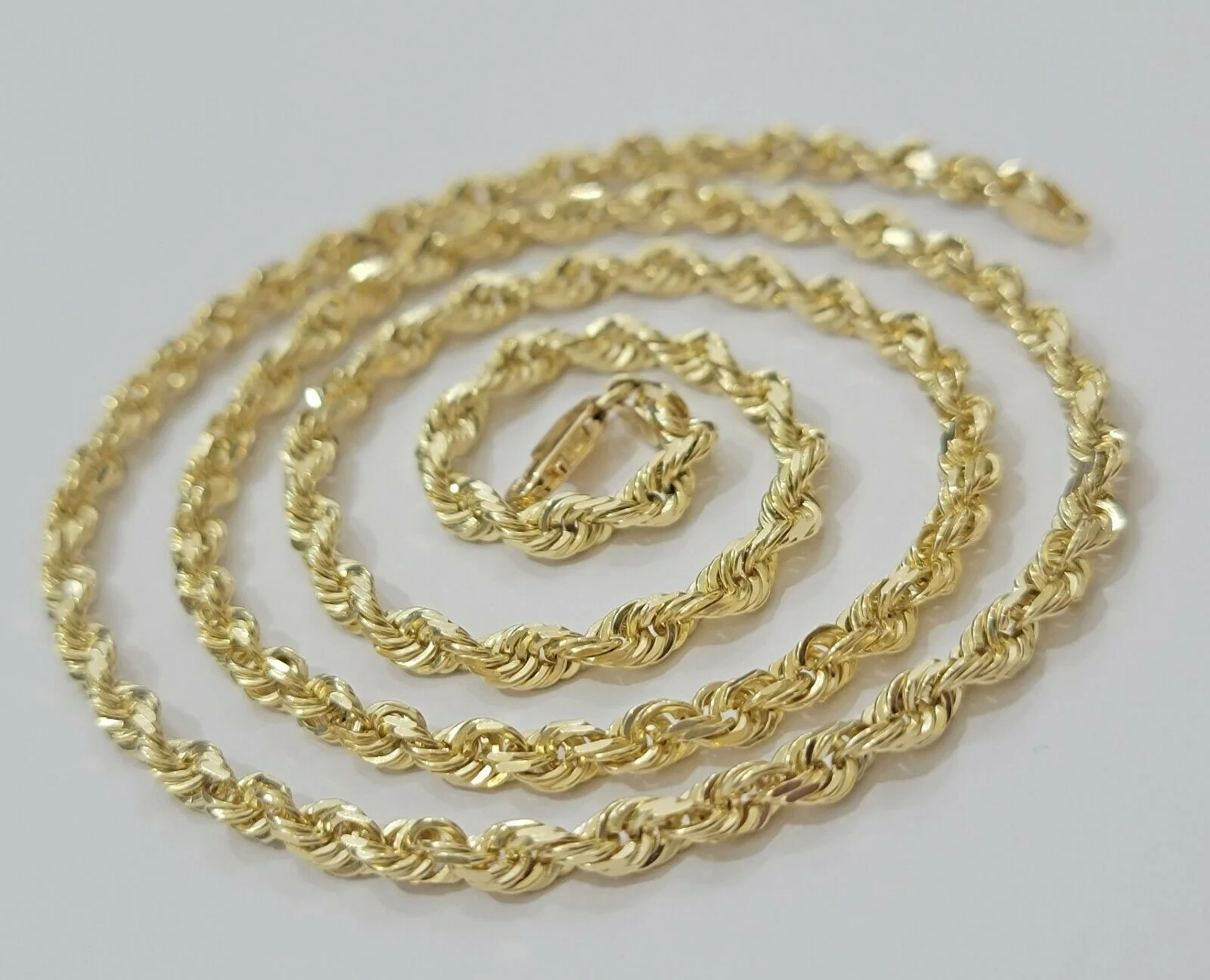 Solid 14k Gold Rope Chain Necklace 4mm 18"- 30" Inch REAL 14KT Yellow Gold - Image 10