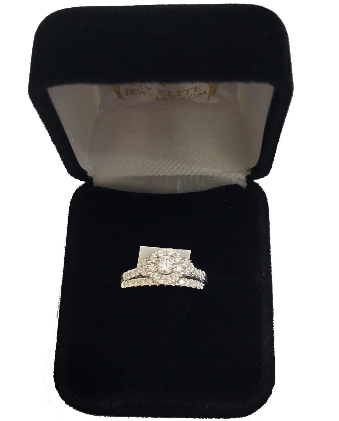 Solid 14k White Gold Diamond Ring Band Set Ladies Wedding Engagement Anniversary - Image 3