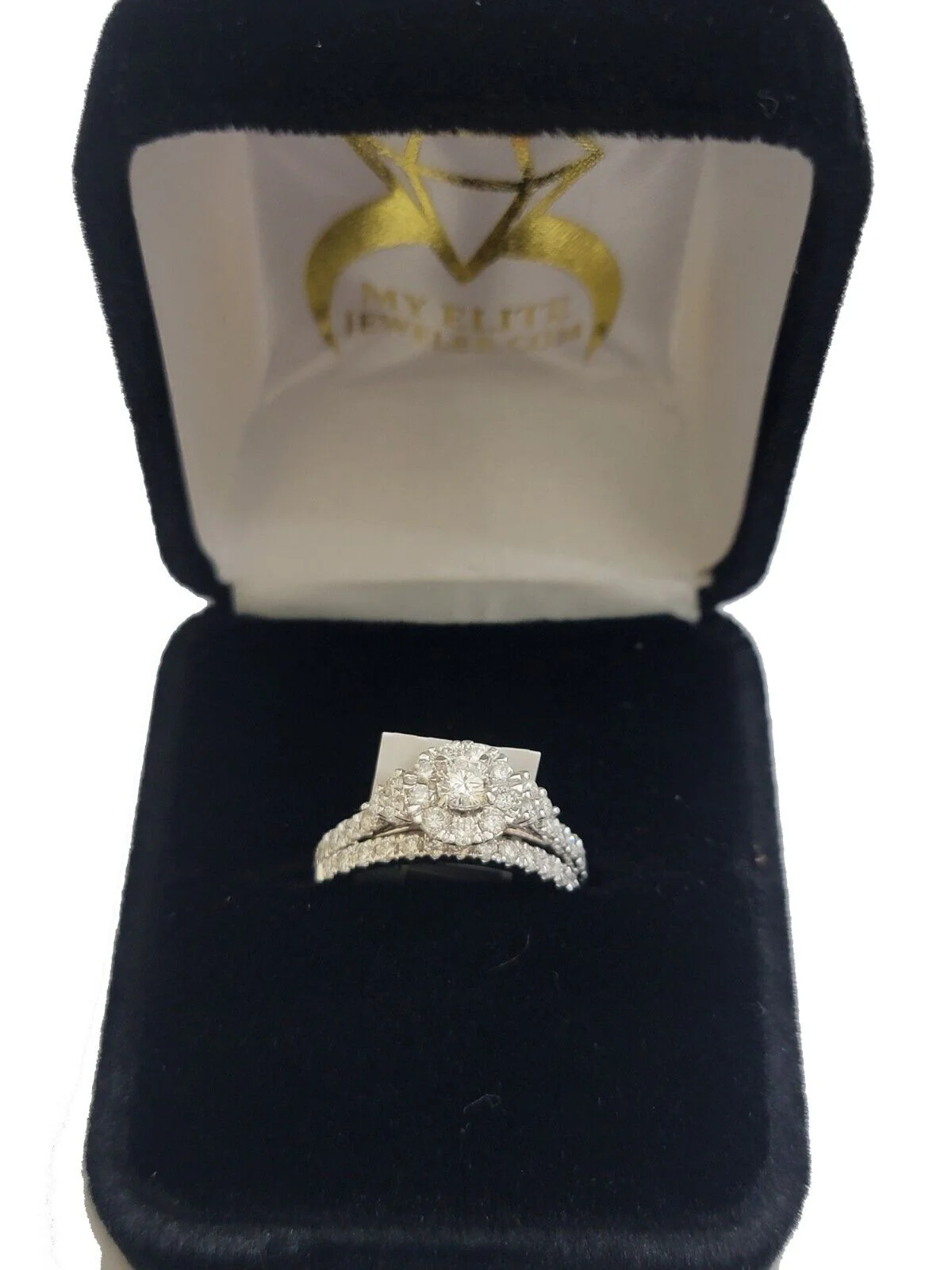 Solid 14k White Gold Diamond Ring Band Set Ladies Wedding Engagement Anniversary - Image 5