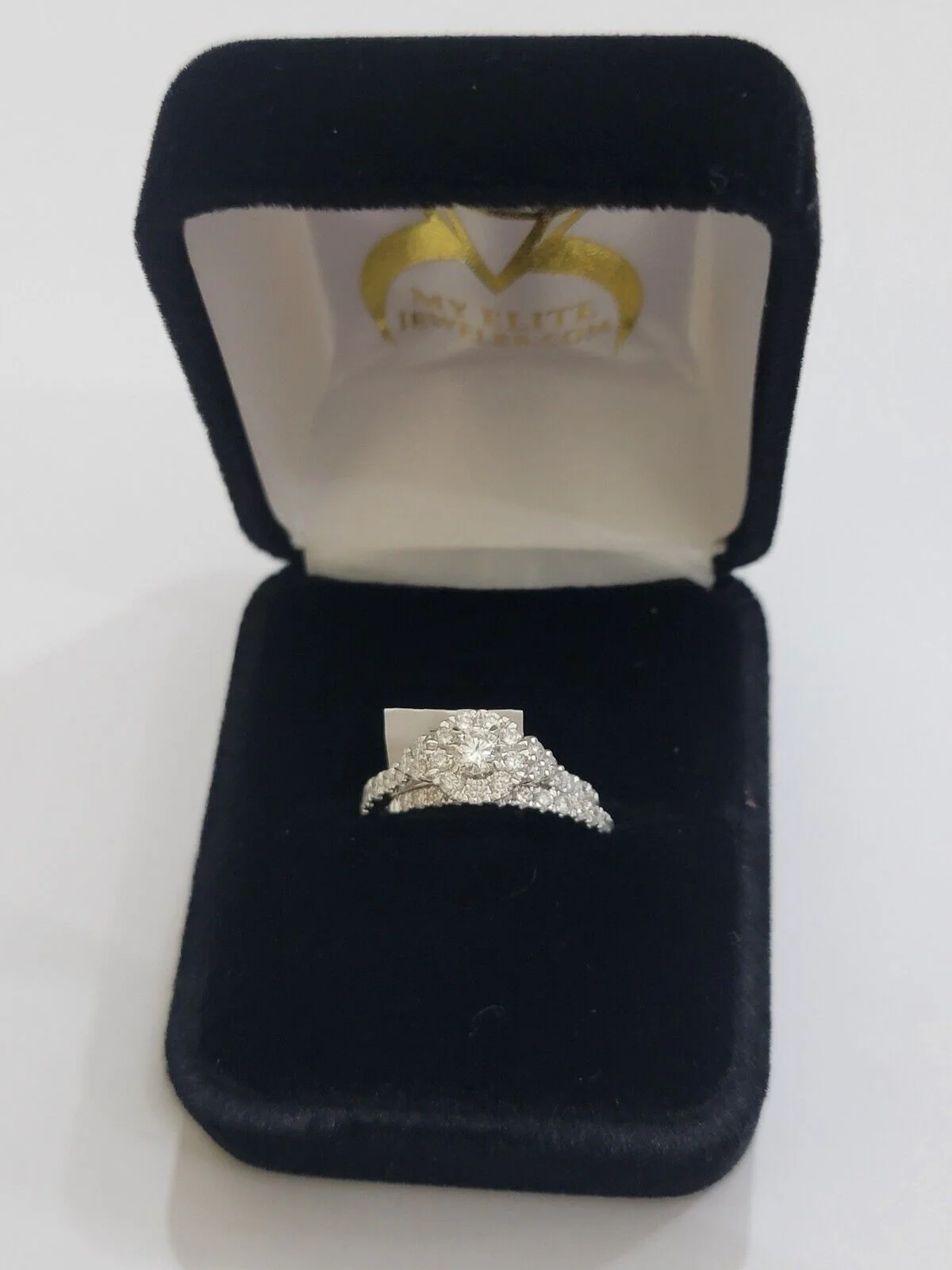Solid 14k White Gold Diamond Ring Band Set Ladies Wedding Engagement Anniversary - Image 8