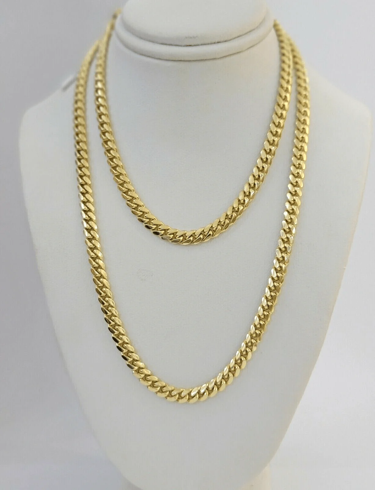 Solid 14k Yellow Gold chain 22 Inch Miami Cuban Necklace 4mm STRONG Links REAL - Image 2