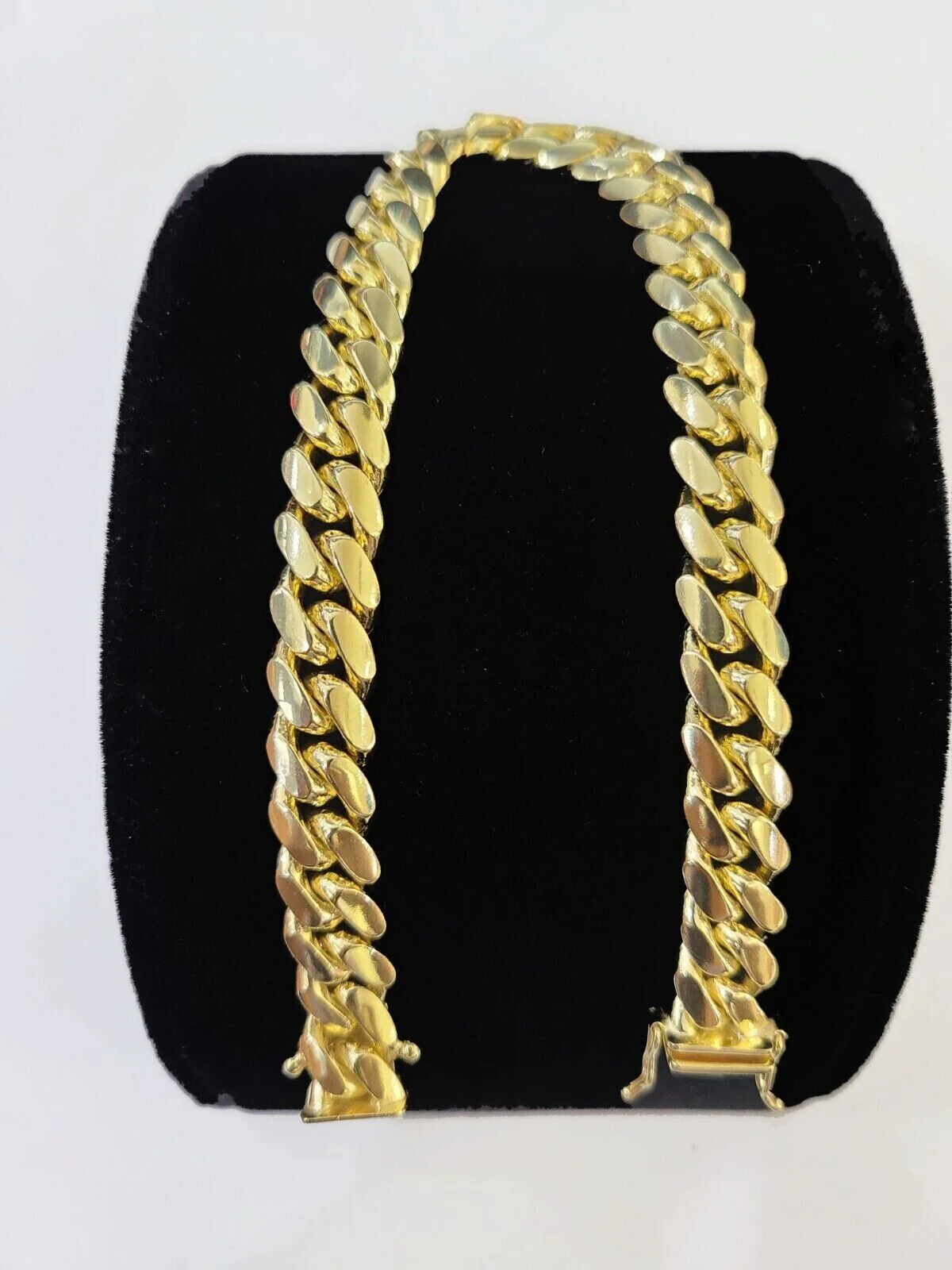 Solid 14k Yellow Gold Cuban Link Bracelet 8mm 7.5 Inch REAL Miami Links Foe Mens