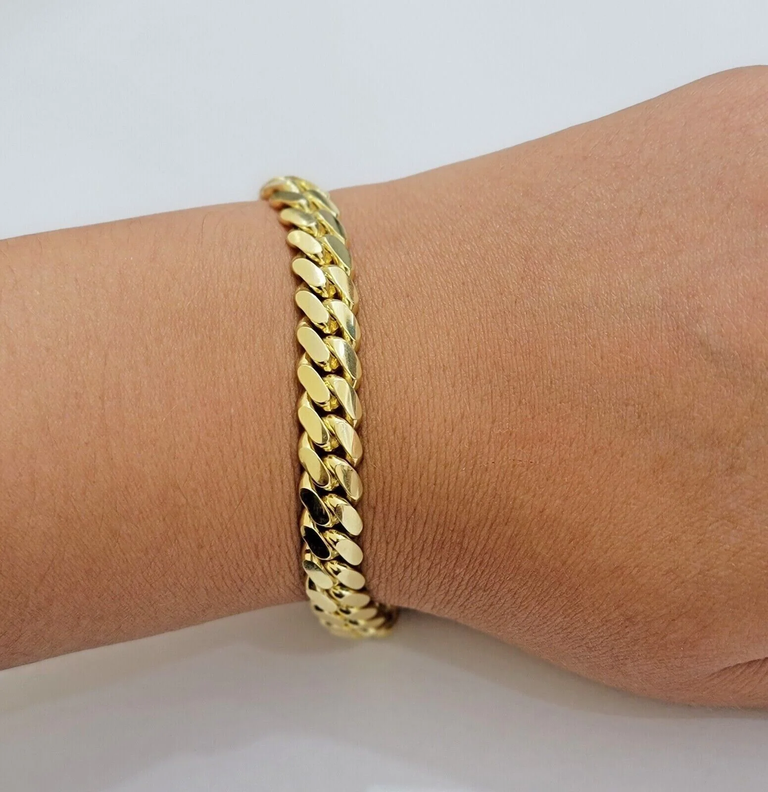 Solid 14k Yellow Gold Cuban Link Bracelet 8mm 7.5 Inch REAL Miami Links Foe Mens - Image 3