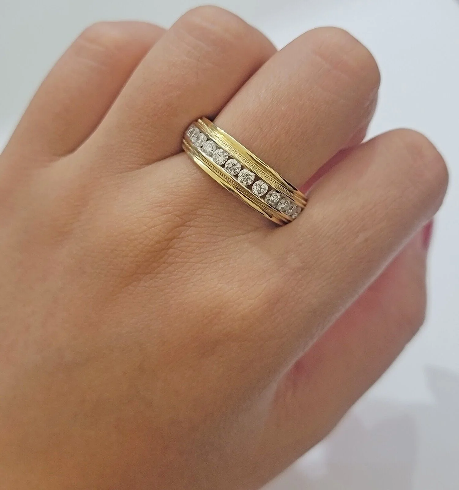 Solid 14k Yellow Gold Diamond Ring Men's Band 1CT Wedding Engagement, Genuine Ring Sizes 6,7,8,9,10,11 & 12 - Image 5