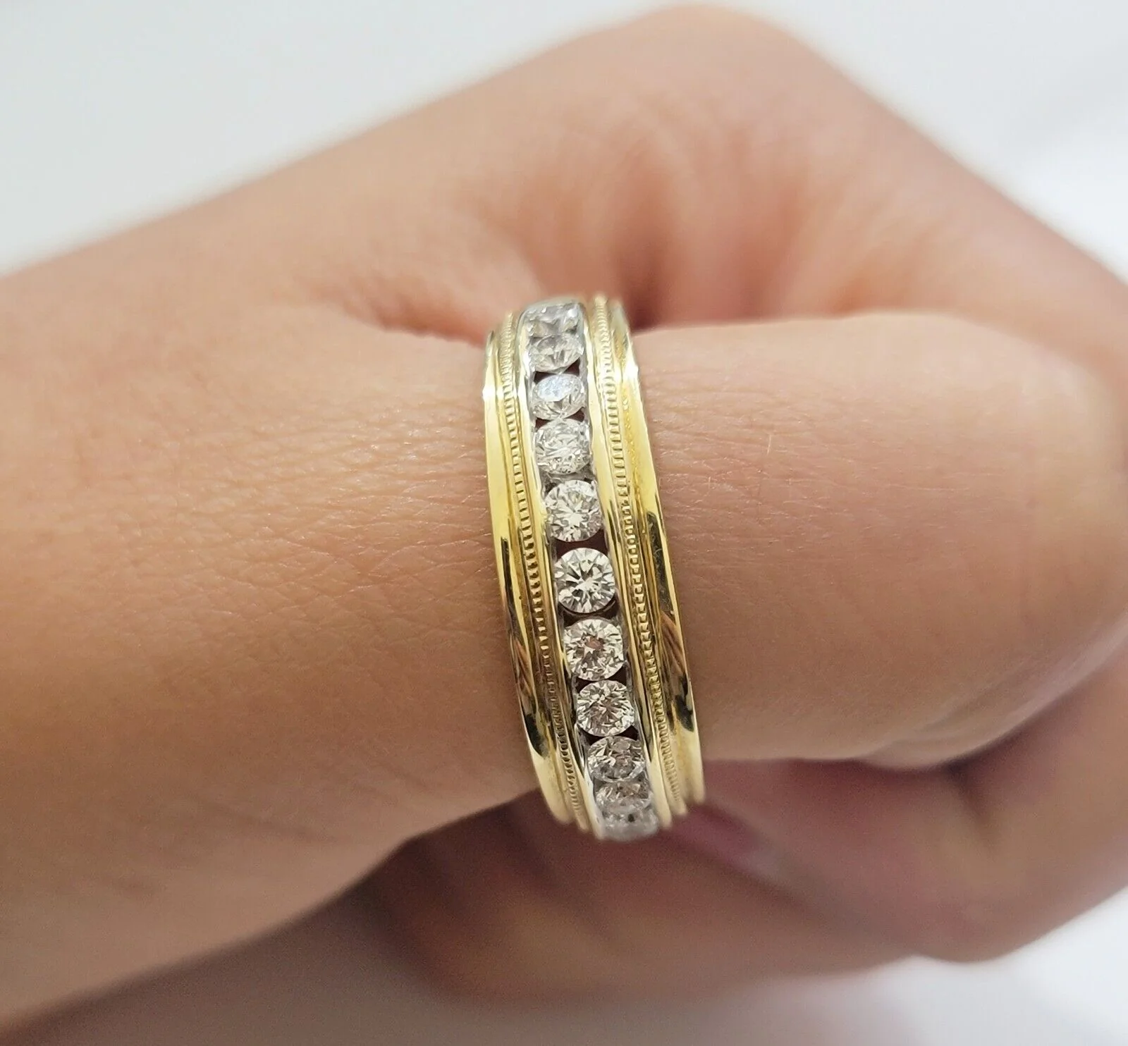 Solid 14k Yellow Gold Diamond Ring Men's Band 1CT Wedding Engagement Ring REAL Ring Sizes 6,7,8,9,10,11 & 12 - Image 3