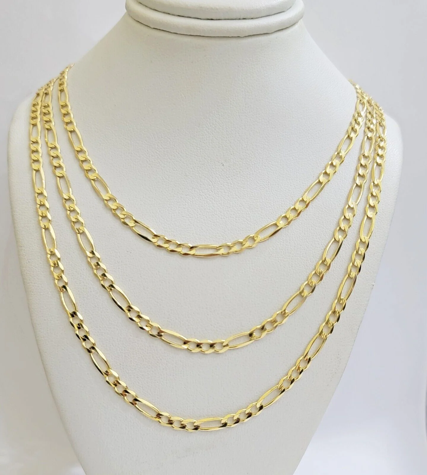 Solid 14k Yellow Gold Figaro chain Necklace 24 Inch 3.5mm Men's STRONG REAL 14kt - Image 2