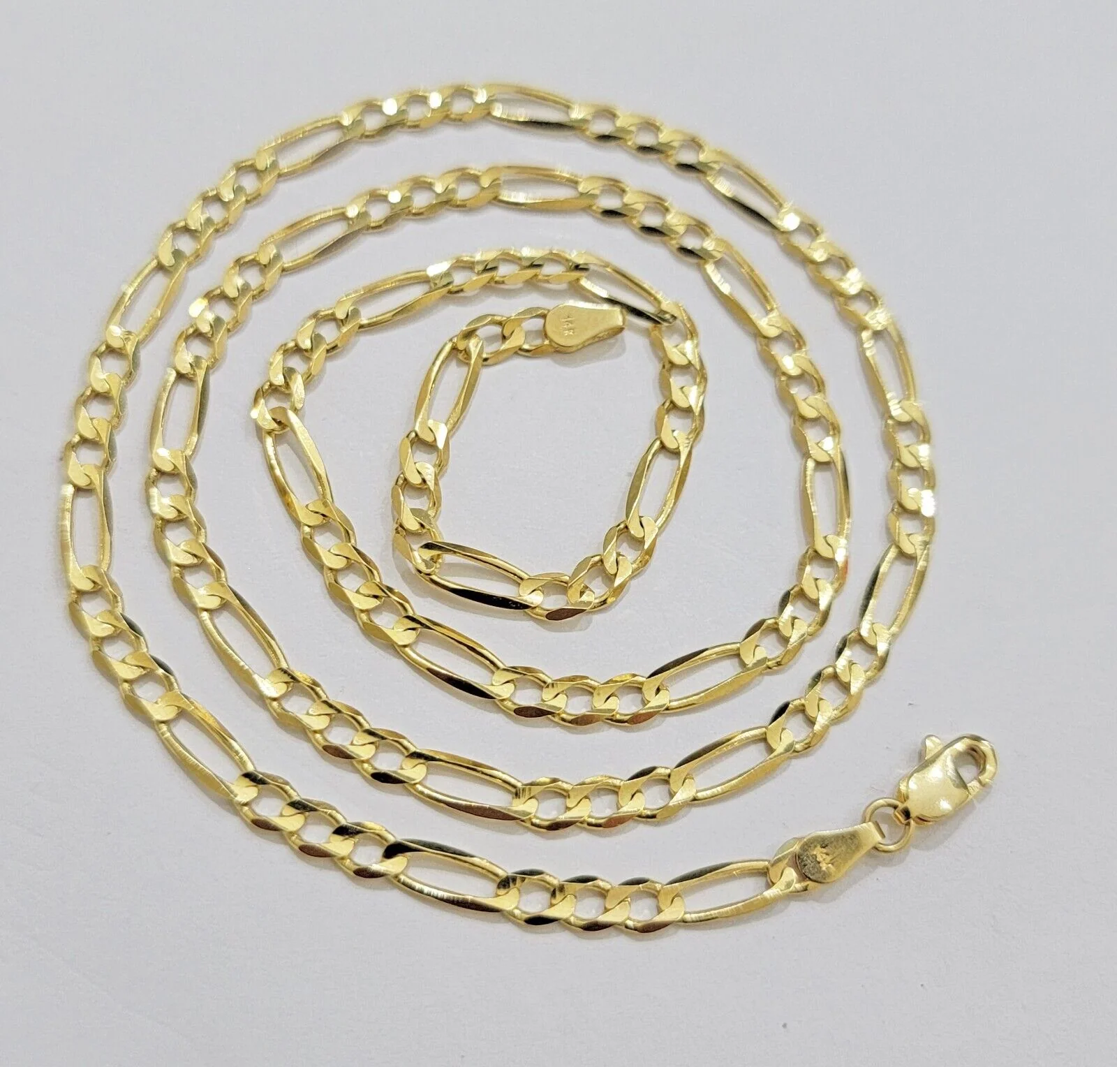 Solid 14k Yellow Gold Figaro chain Necklace 24 Inch 3.5mm Men's STRONG REAL 14kt - Image 7