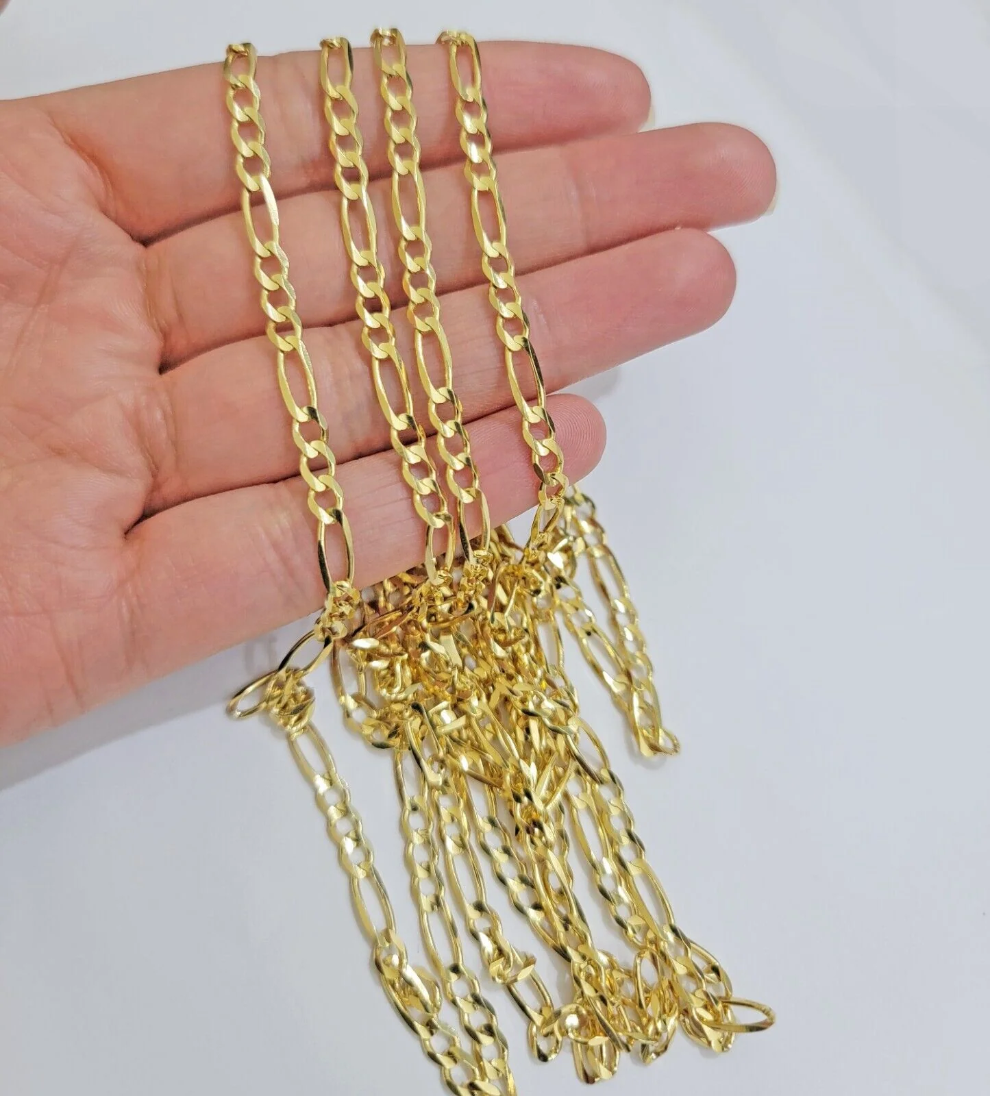 Solid 14k Yellow Gold Figaro chain Necklace 24 Inch 3.5mm Men's STRONG REAL 14kt - Image 8