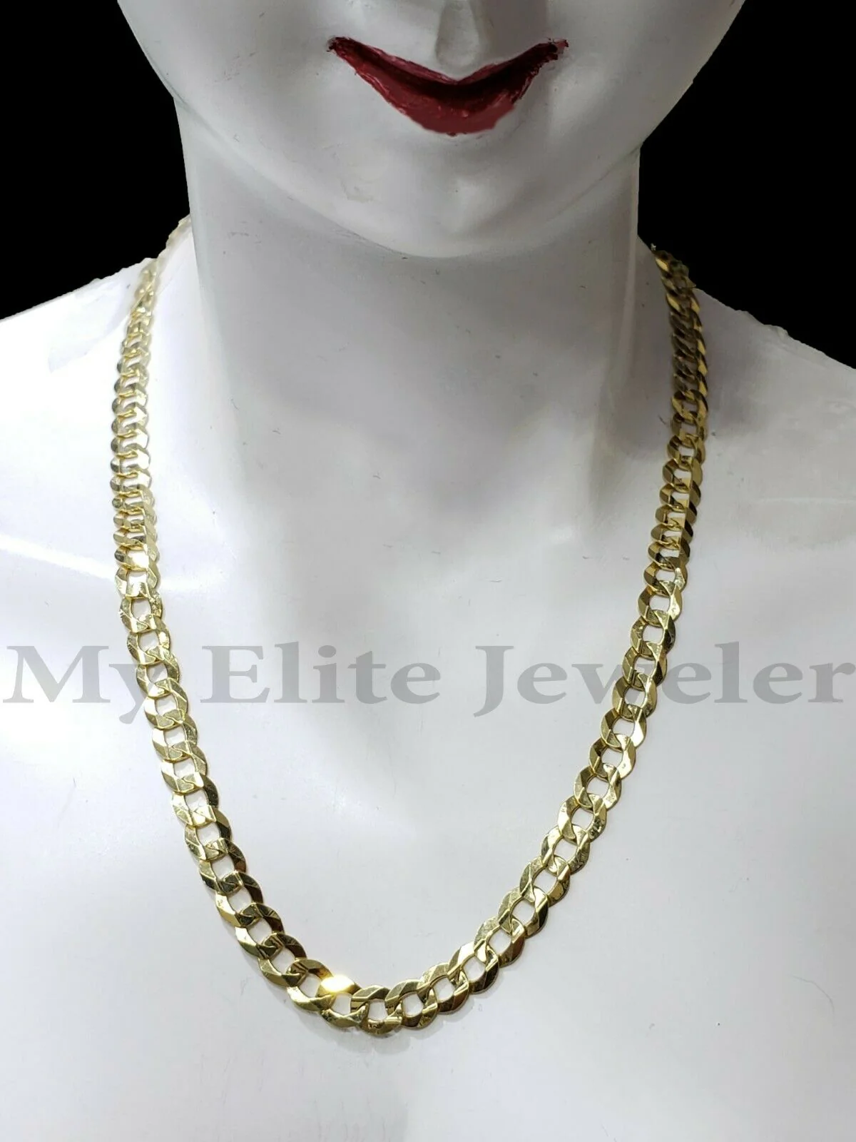 Solid 14k Yellow Gold Ladies Chain 20 Inch Cuban Curb Link Necklace 3.5MM STRONG - Image 6