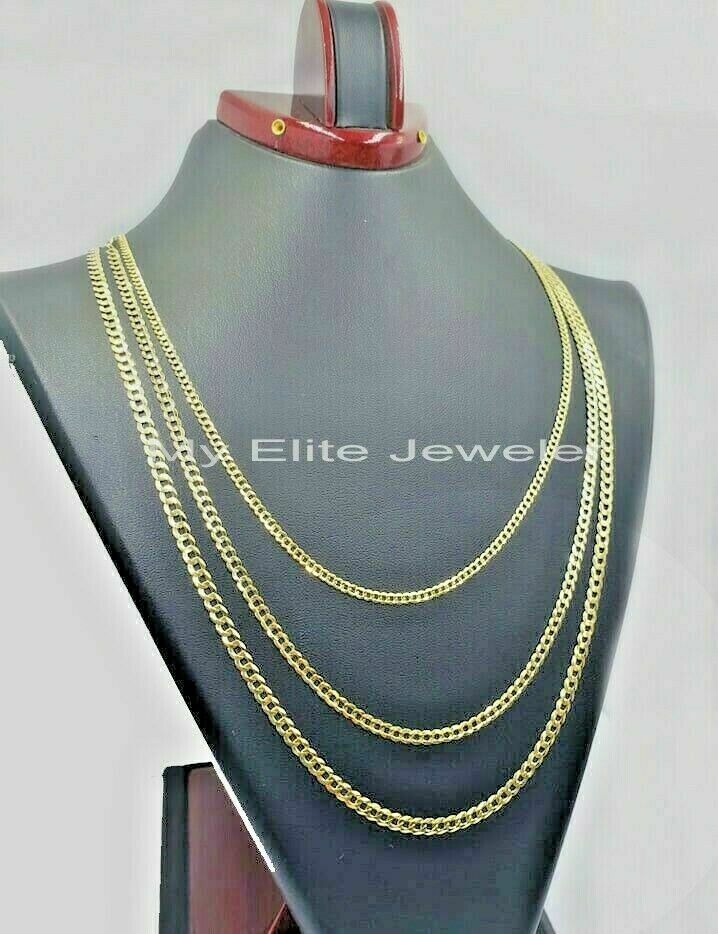 Solid 14K Yellow Gold Necklace Bracelet 3mm-10mm Curb Chain Cuban Link  7"- 30" - Image 11