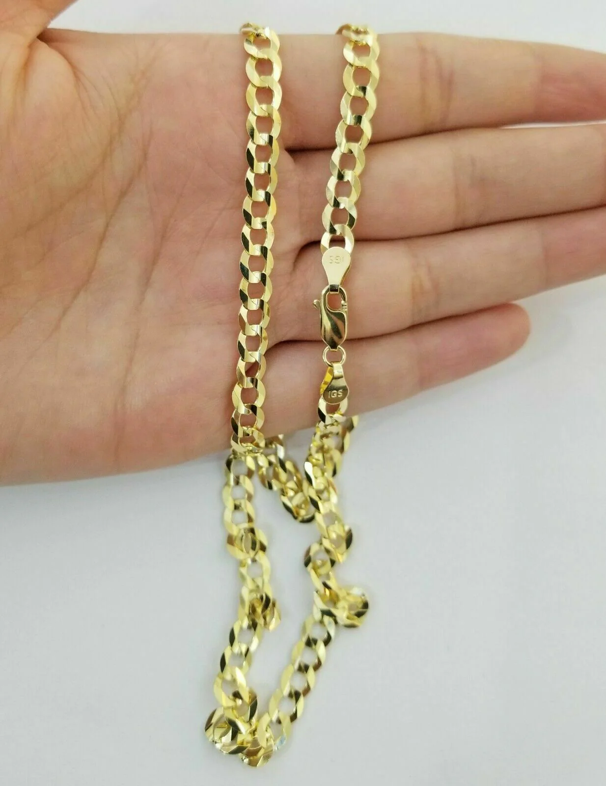 Solid 14K Yellow Gold Necklace Bracelet 3mm-10mm Curb Chain Cuban Link  7"- 30" - Image 15