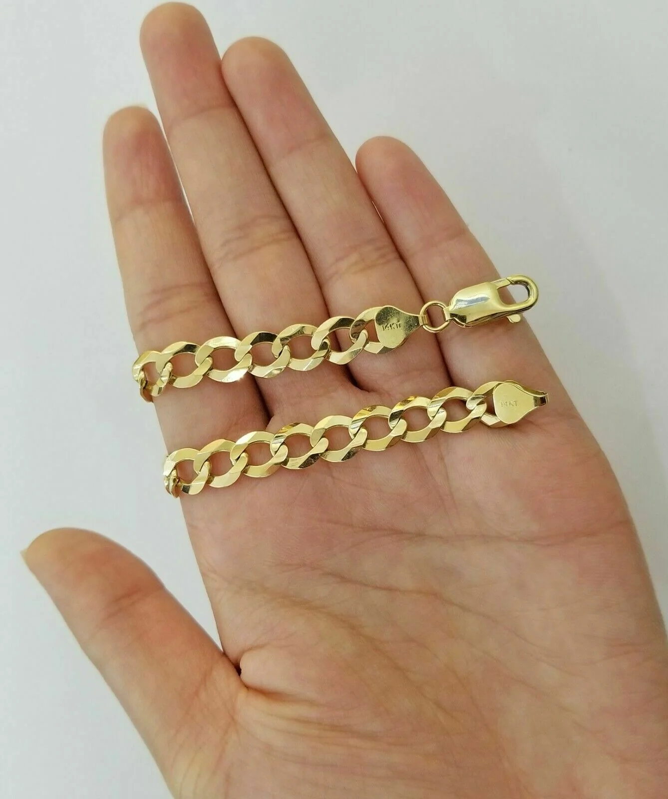 Solid 14K Yellow Gold Necklace Bracelet 3mm-10mm Curb Chain Cuban Link  7"- 30" - Image 17