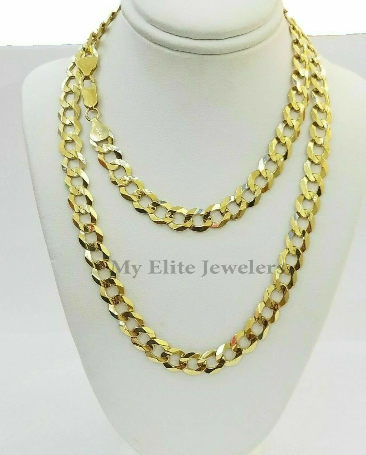 Solid 14K Yellow Gold Necklace Bracelet 3mm-10mm Curb Chain Cuban Link  7"- 30" - Image 18