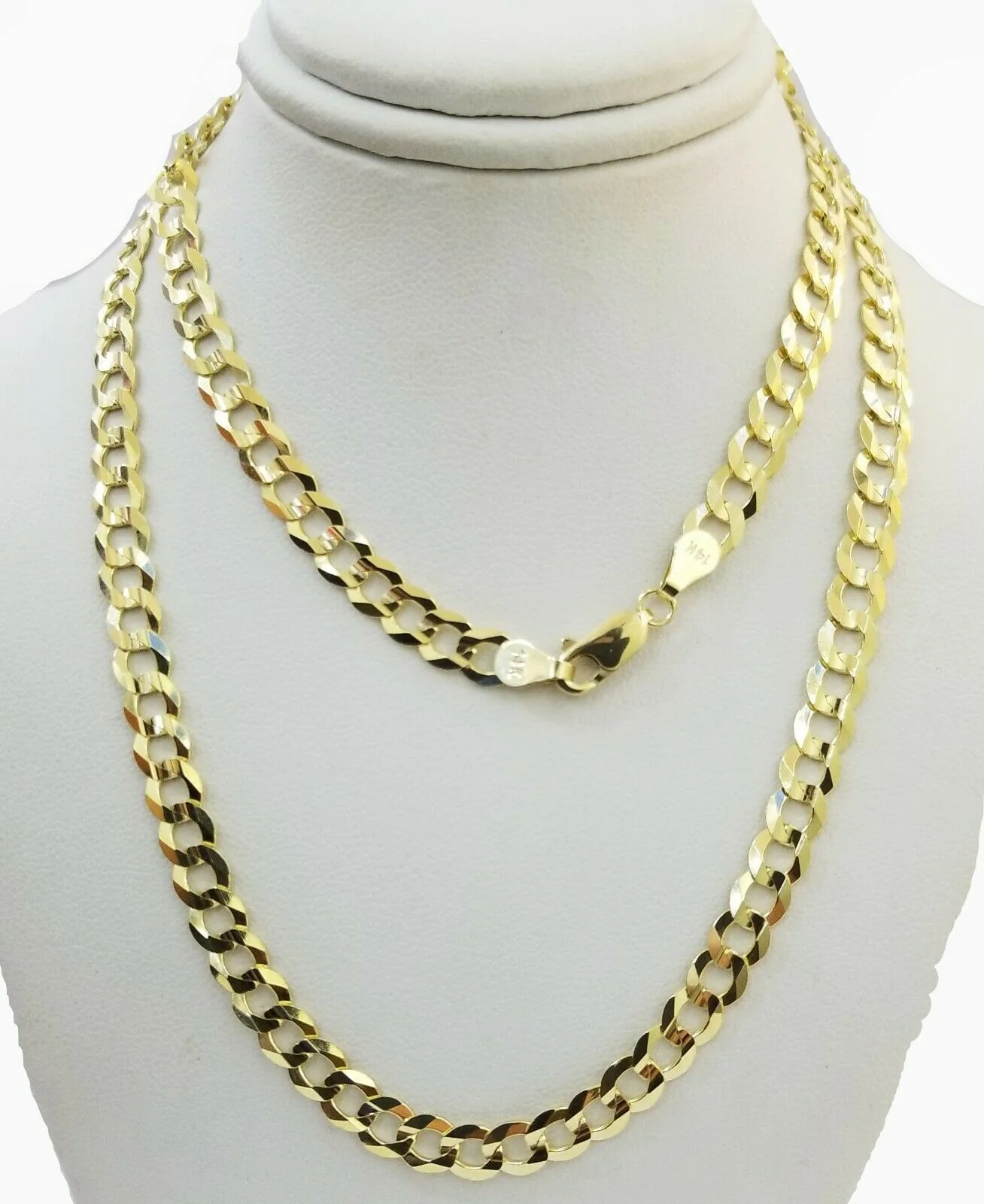 Solid 14K Yellow Gold Necklace Bracelet 3mm-10mm Curb Chain Cuban Link  7"- 30" - Image 5