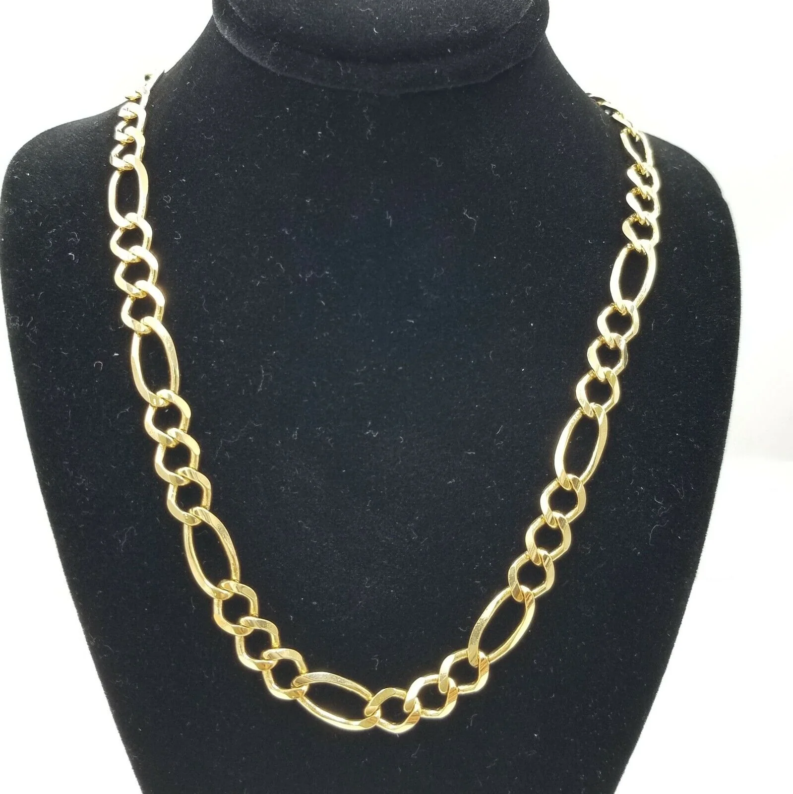 SOLID 14KT Figaro Link Chain Yellow Gold Necklace REAL Heavy 7mm 20" 22" 24" 26" - Image 3