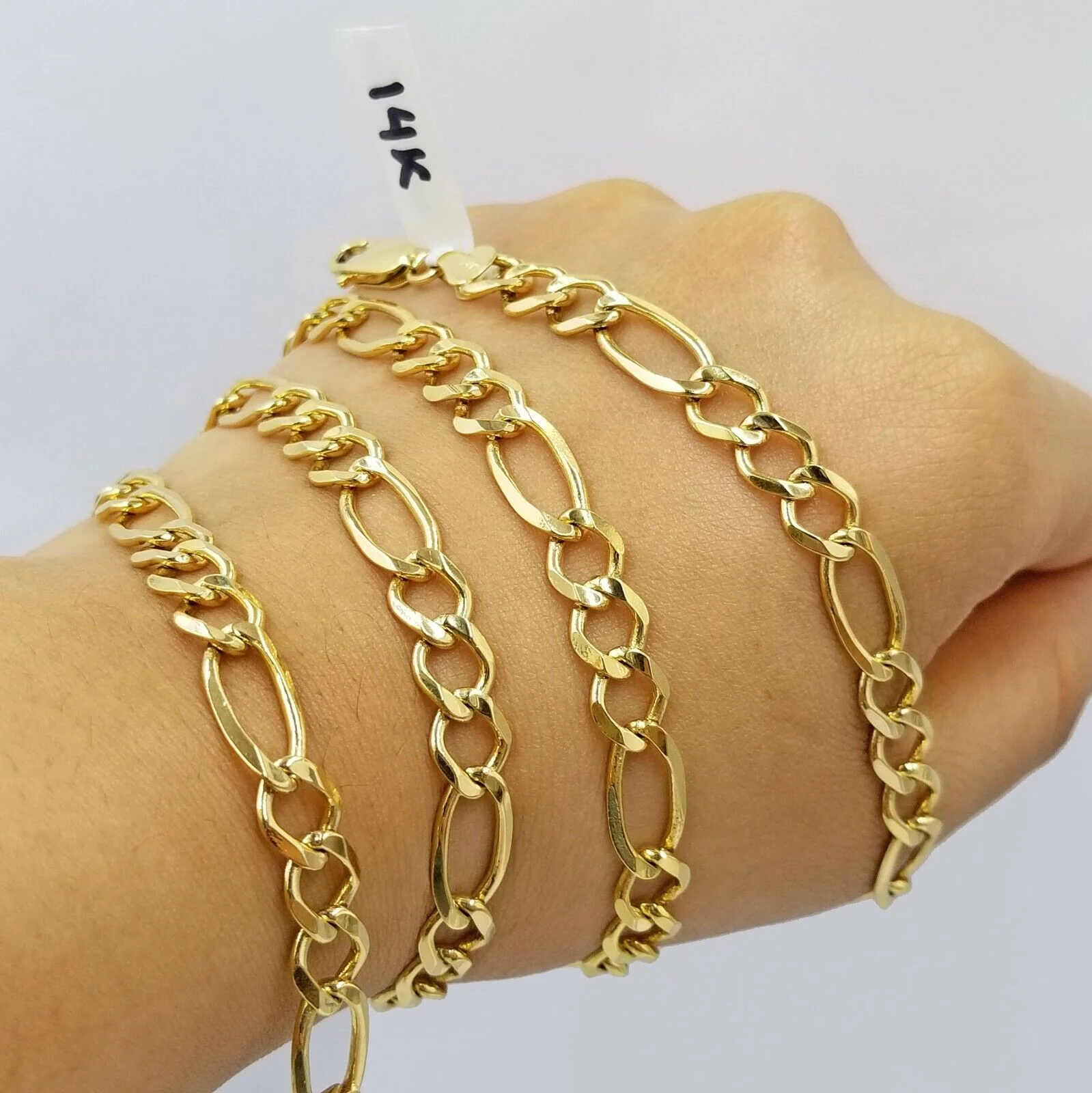 SOLID 14KT Figaro Link Chain Yellow Gold Necklace REAL Heavy 7mm 20" 22" 24" 26" - Image 8